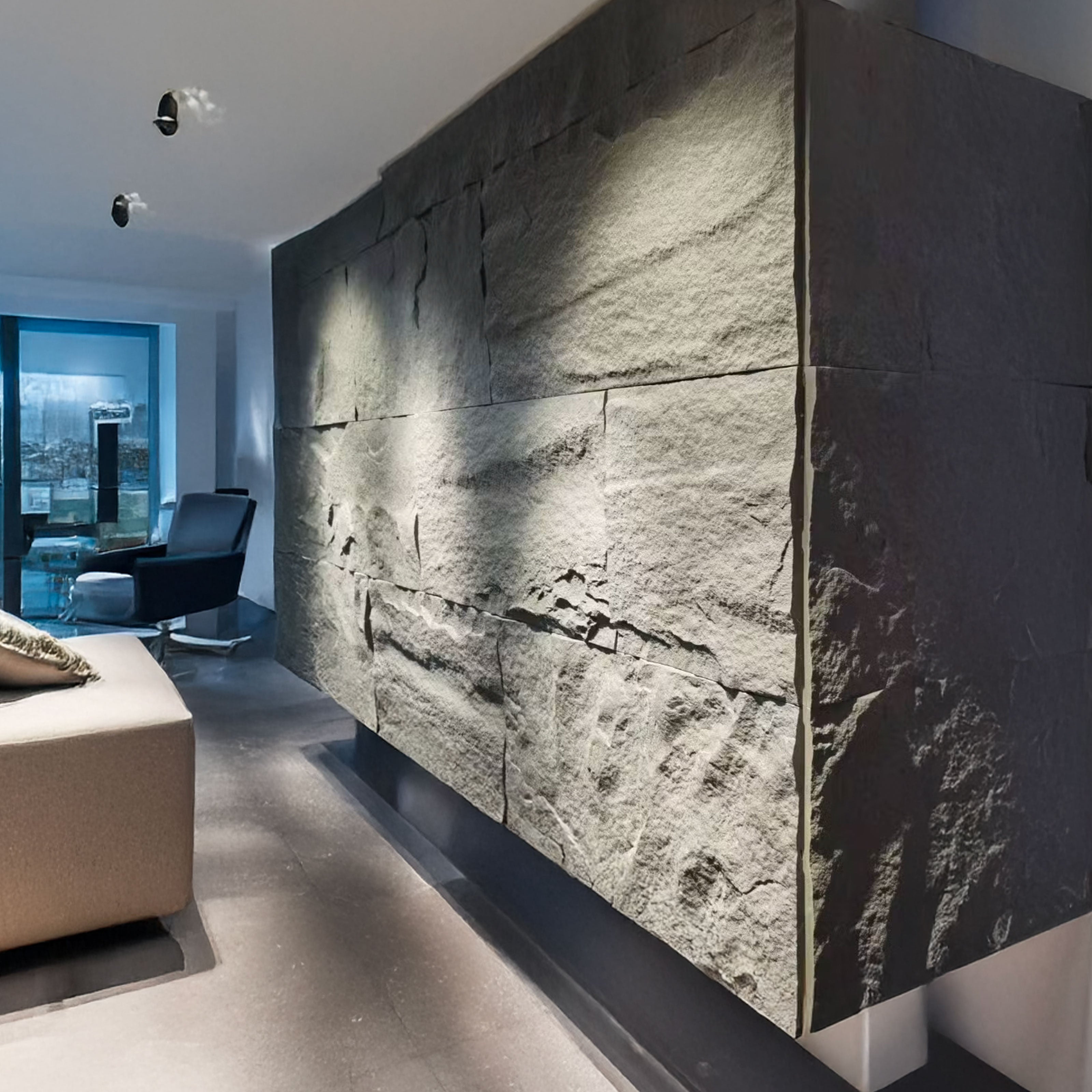 pannello di Rivestimento interno-esterno in PU effetto pietra CEMENTO ultrarealistico ed isolante 60x120cm in 3 modelli - Eternal Parquet