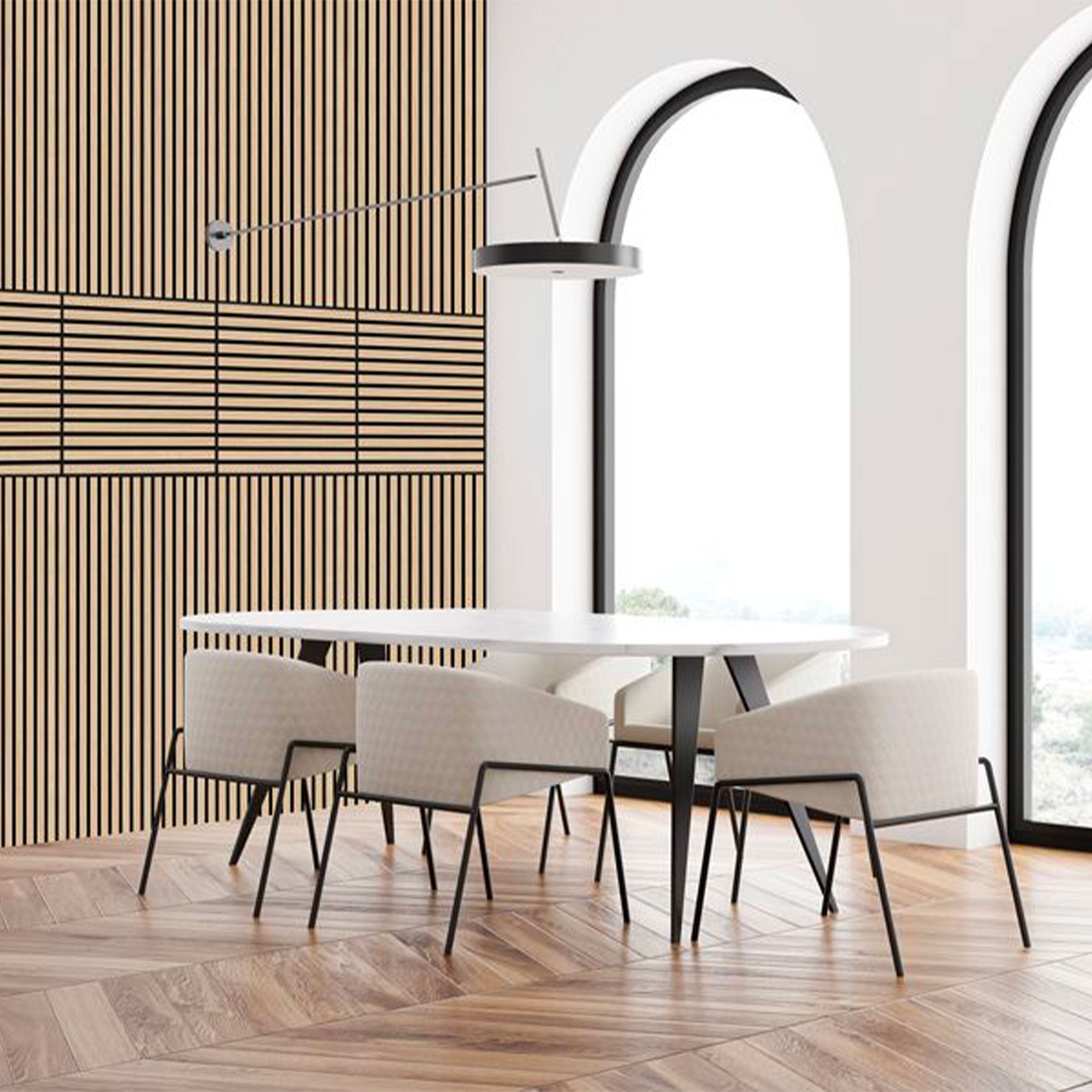 JANGAL Parete acustica a pannelli Modulabile LAMELLI 52x52cm rivestiti vero ROVERE mod. FANAL OAK Eternal Parquet