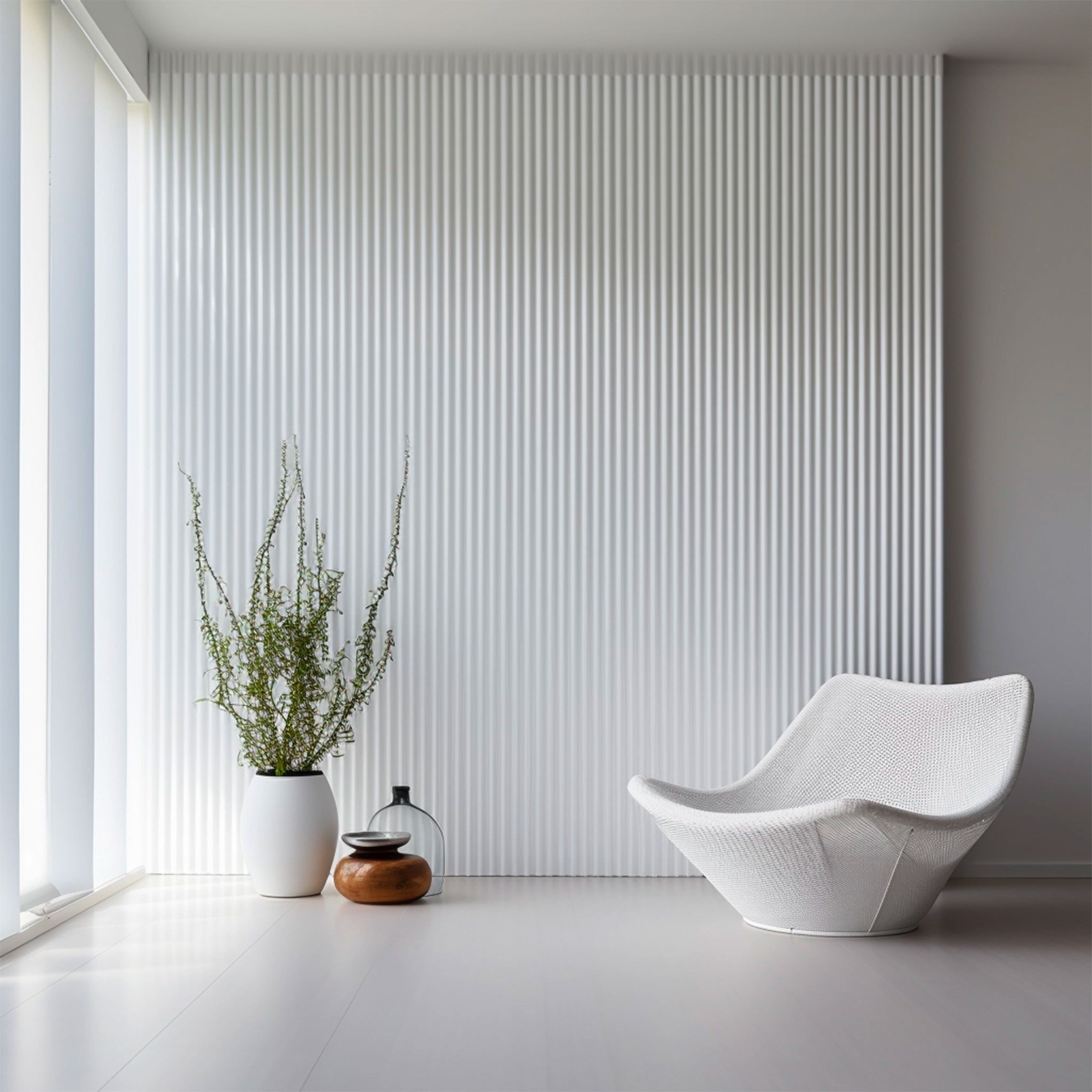 pacco da 1,12mq (4 aste 11x100x2800mm) di Rivestimento Parete lamelli millerighe in legno " MASSELLO LACCATO BIANCO " - Eternal Parquet