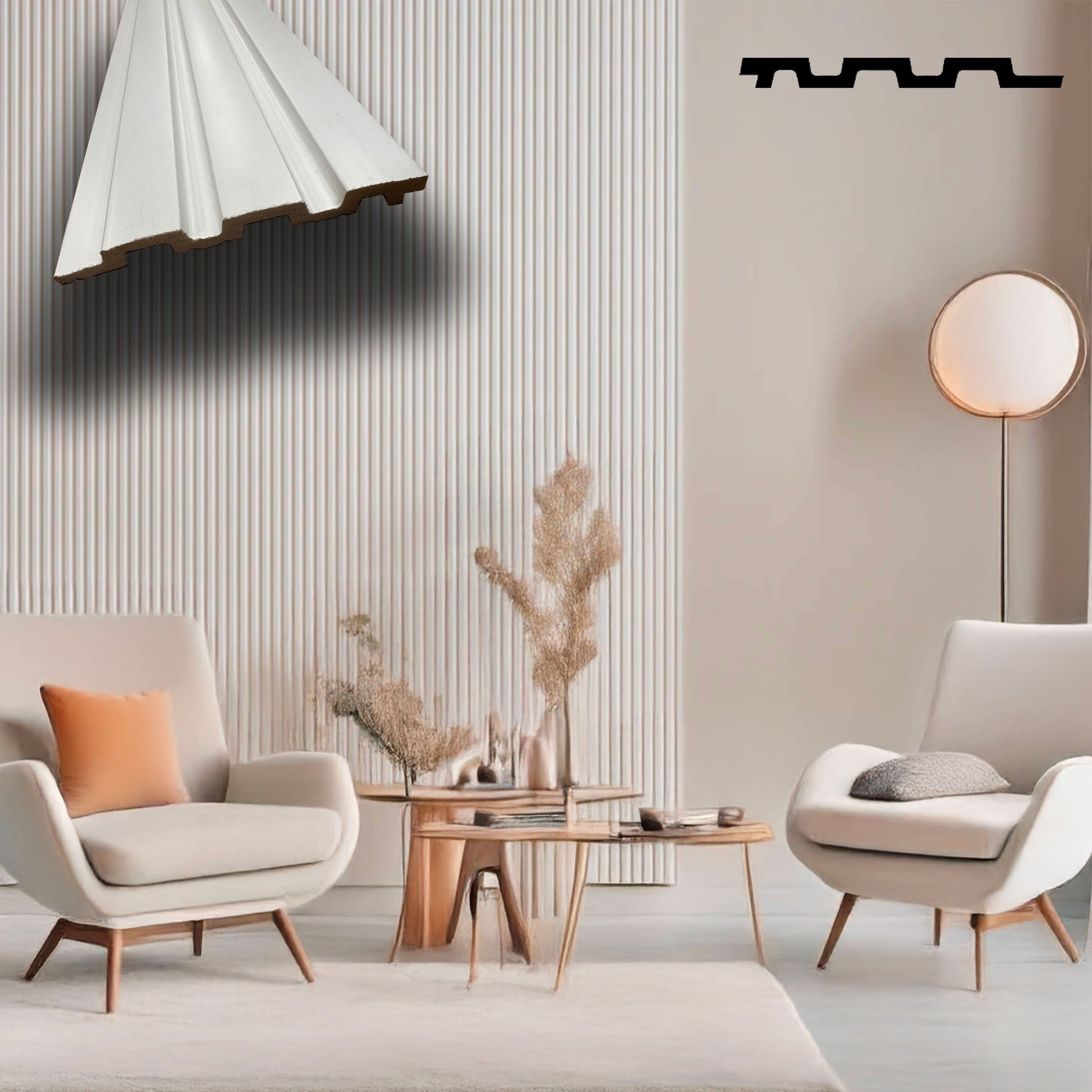 €3,44ml - Asta intera 12x120x2900mm di Rivestimento Parete Boiserie MILLERIGHE cannettato Lamelli in Polimeri bianco - Eternal Parquet