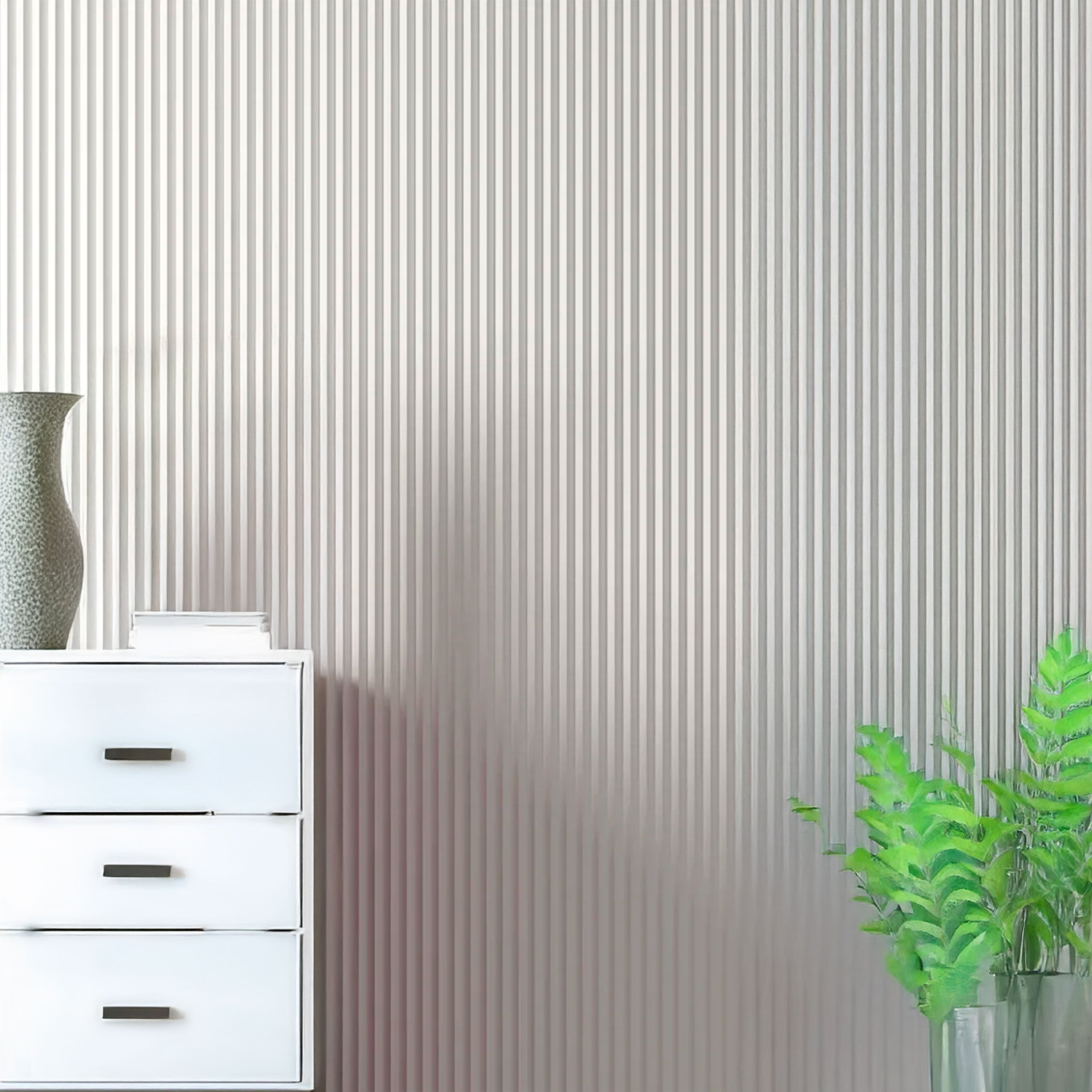 €4,99ml - Asta intera 10x200x2900mm di Rivestimento Parete Boiserie mod.PEAK cannettato Lamelli in Polimeri bianco - Eternal Parquet