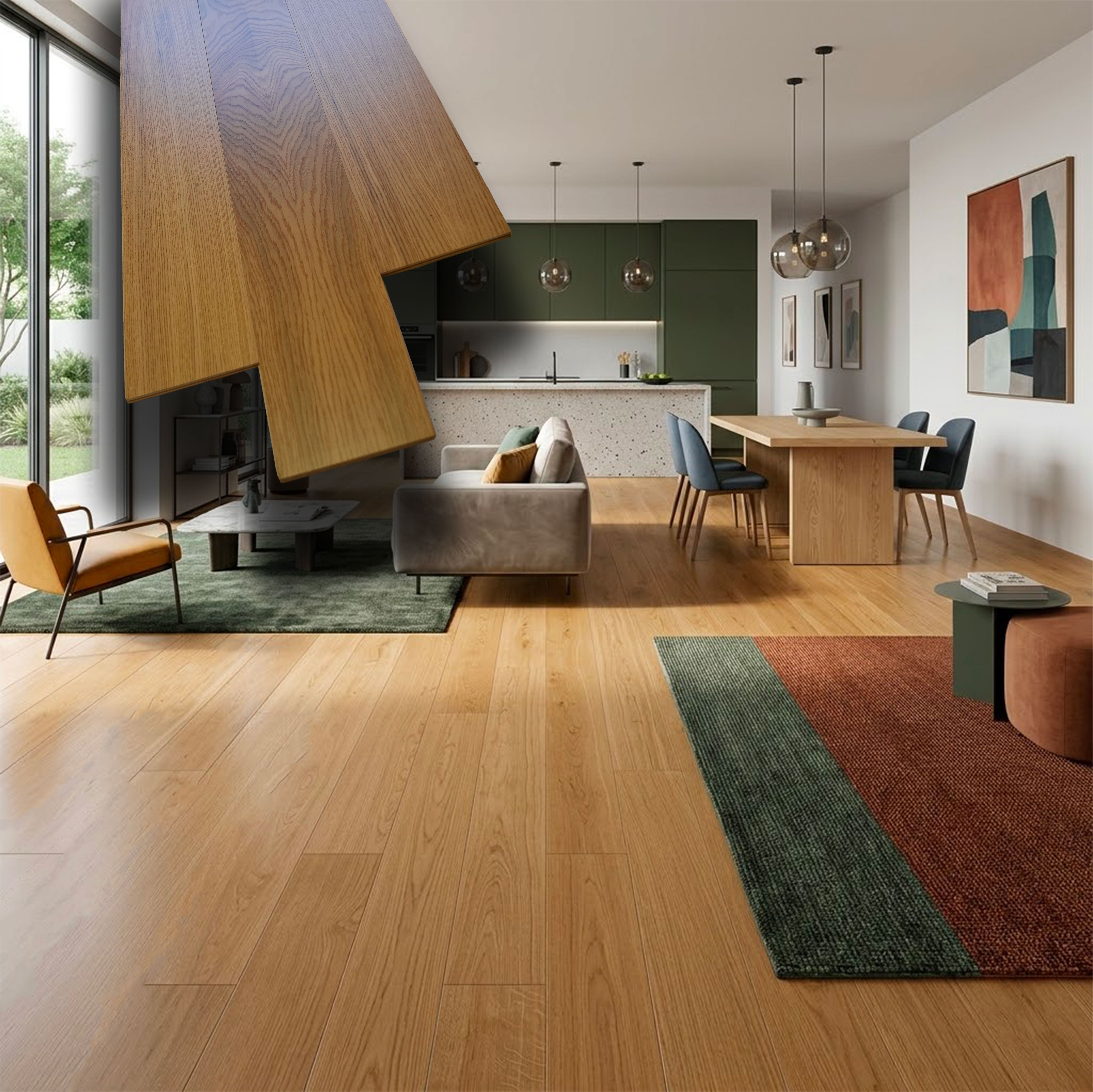 €29,99MQ *STOCK LUXURY* Lotto da 33mq Listoni in Rovere RIGATINO prefinito liscio ANTIGRAFFIO 10x180x1500mm - Eternal Parquet