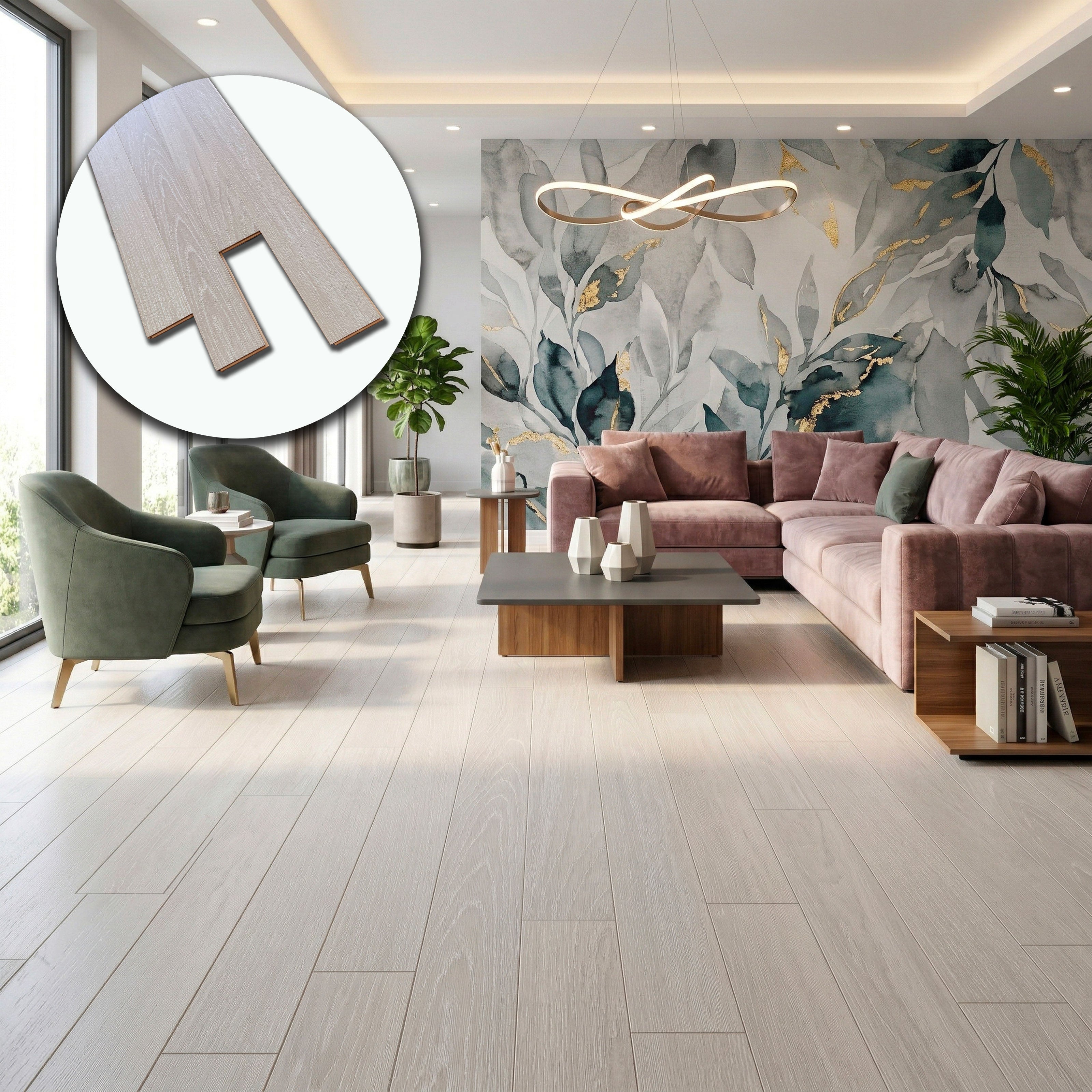 €29,99MQ *STOCK LUXURY* Lotti da 58mq Parquet ROVERE SBIANCATO spina italiana spazz. 14,5x90x900mm (3mm nobile) - Eternal Parquet