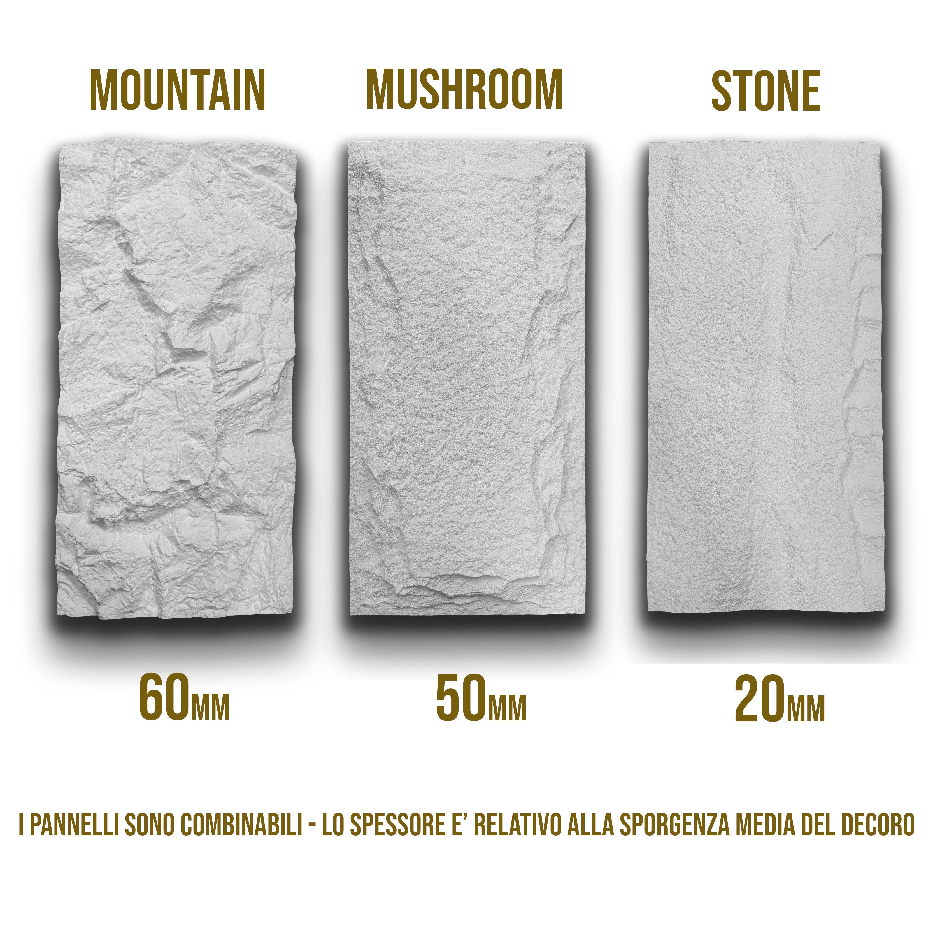 pannello di Rivestimento interno-esterno in PU effetto pietra BIANCA ultrarealistico ed isolante 60x120cm in 3 modelli - Eternal Parquet