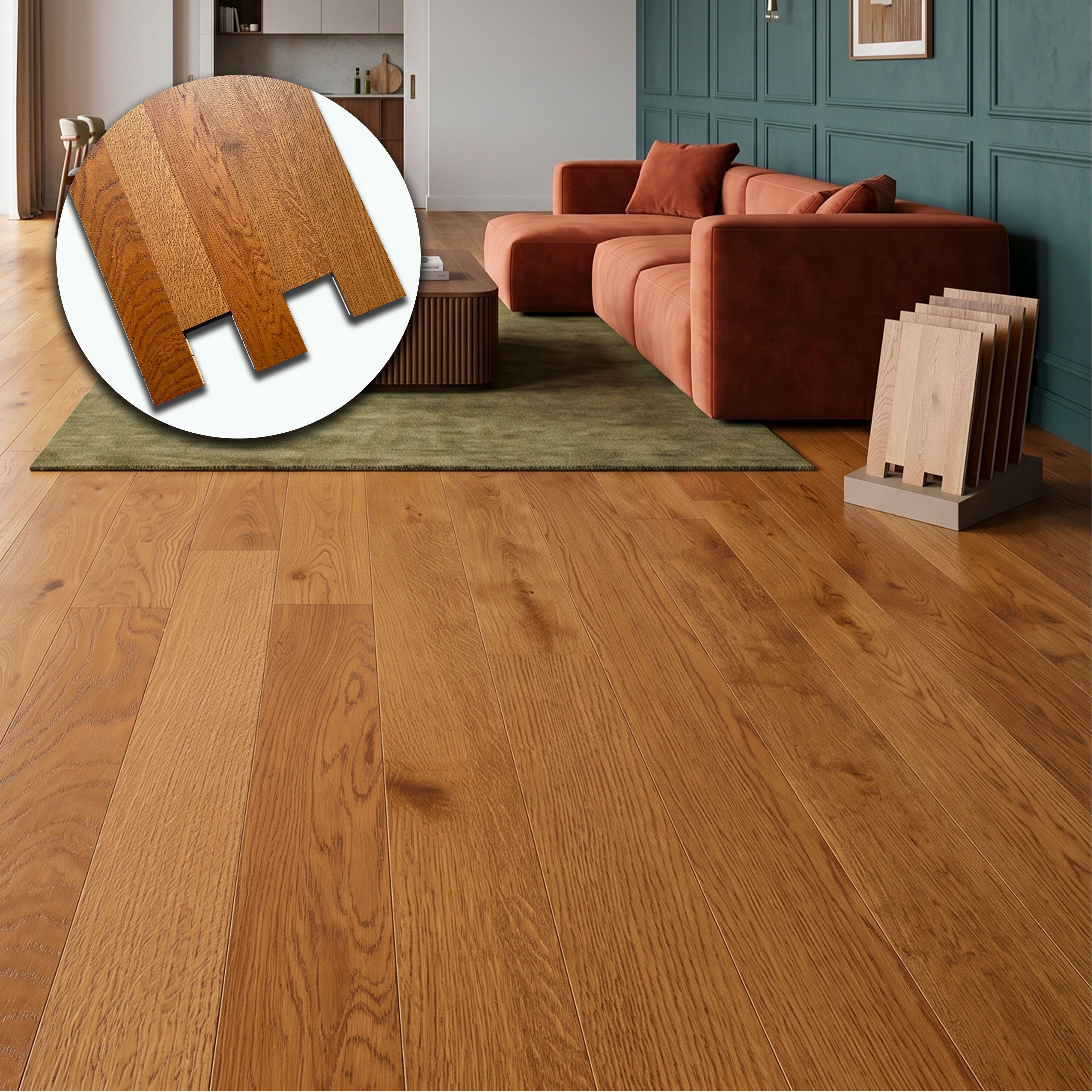 €21,99mq * STOCK GARBELOTTO * Lotto da 14mq di Maxilistone prefinito in legno vern. ROVERE CUOIO 9x120x700/1000 (3mm nobile) - Eternal Parquet