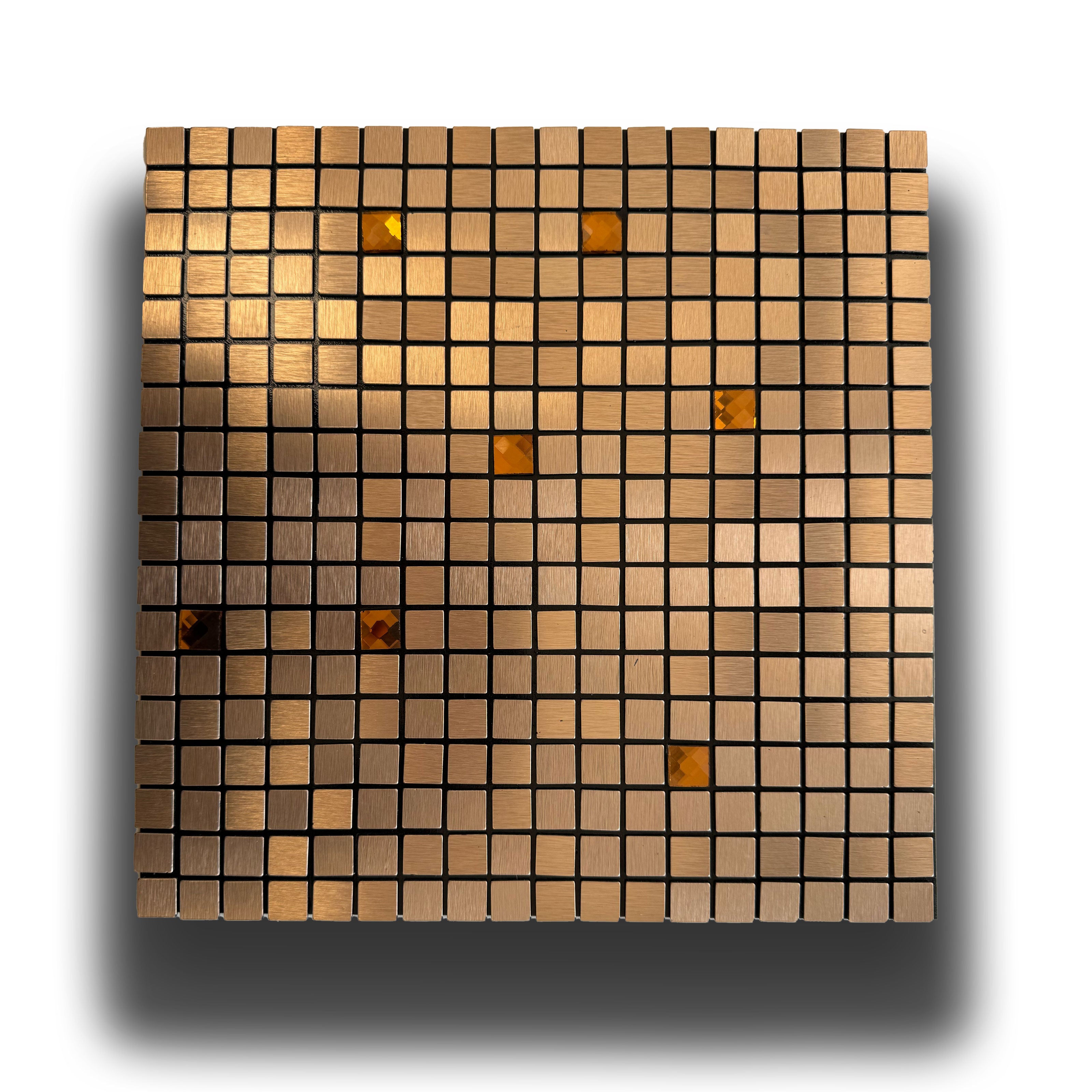 TOP! Piastrella autoadesiva in vero alluminio con inserti in Vetro 30x30cm (sp. 3mm) color RAME - Eternal Parquet