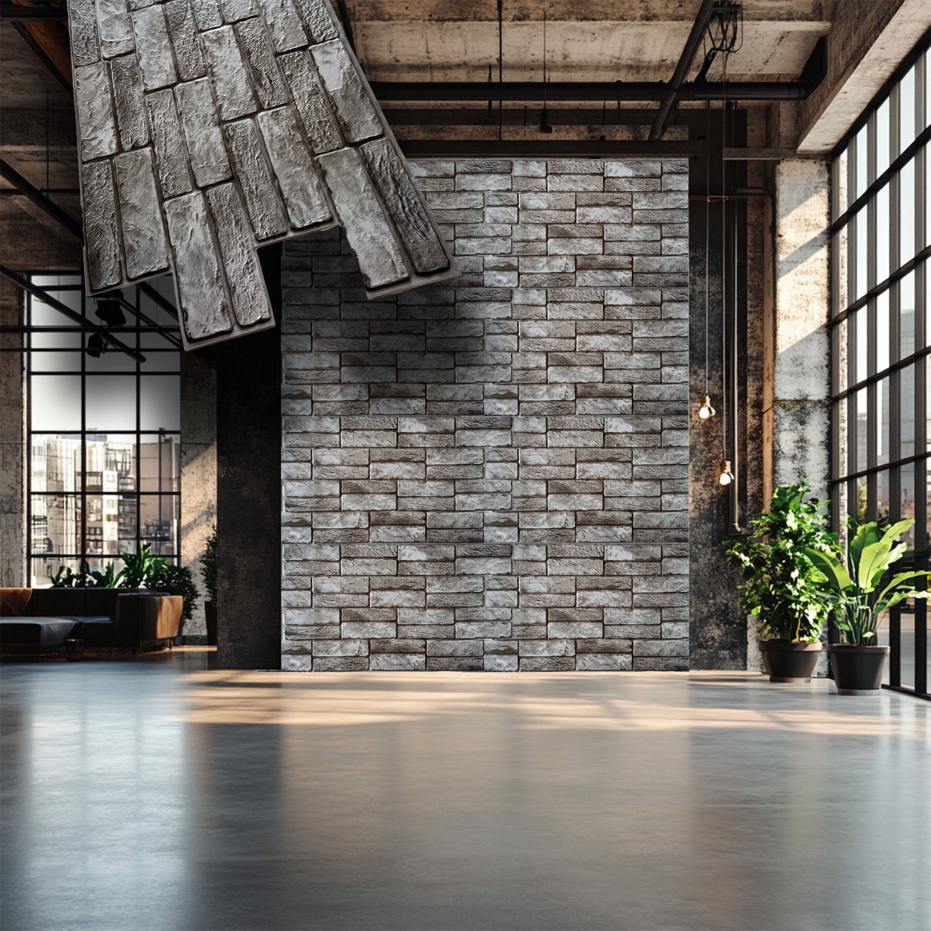 Pannelli 3D Rivestimento a parete in PVC effetto PIETRA GRIGIA DOPPIA 96x48cm Realistici, isolanti, idrorepellenti. Eternal Parquet