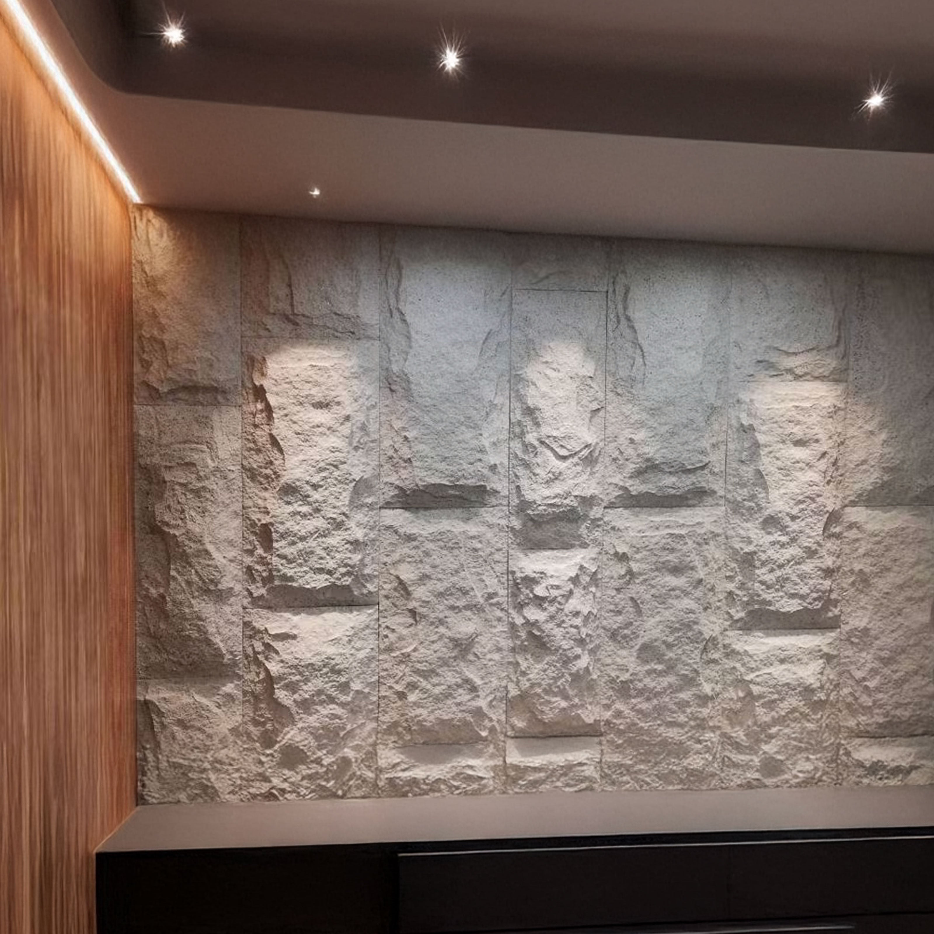 pannello di Rivestimento interno-esterno in PU effetto pietra CEMENTO ultrarealistico ed isolante 60x120cm in 3 modelli - Eternal Parquet