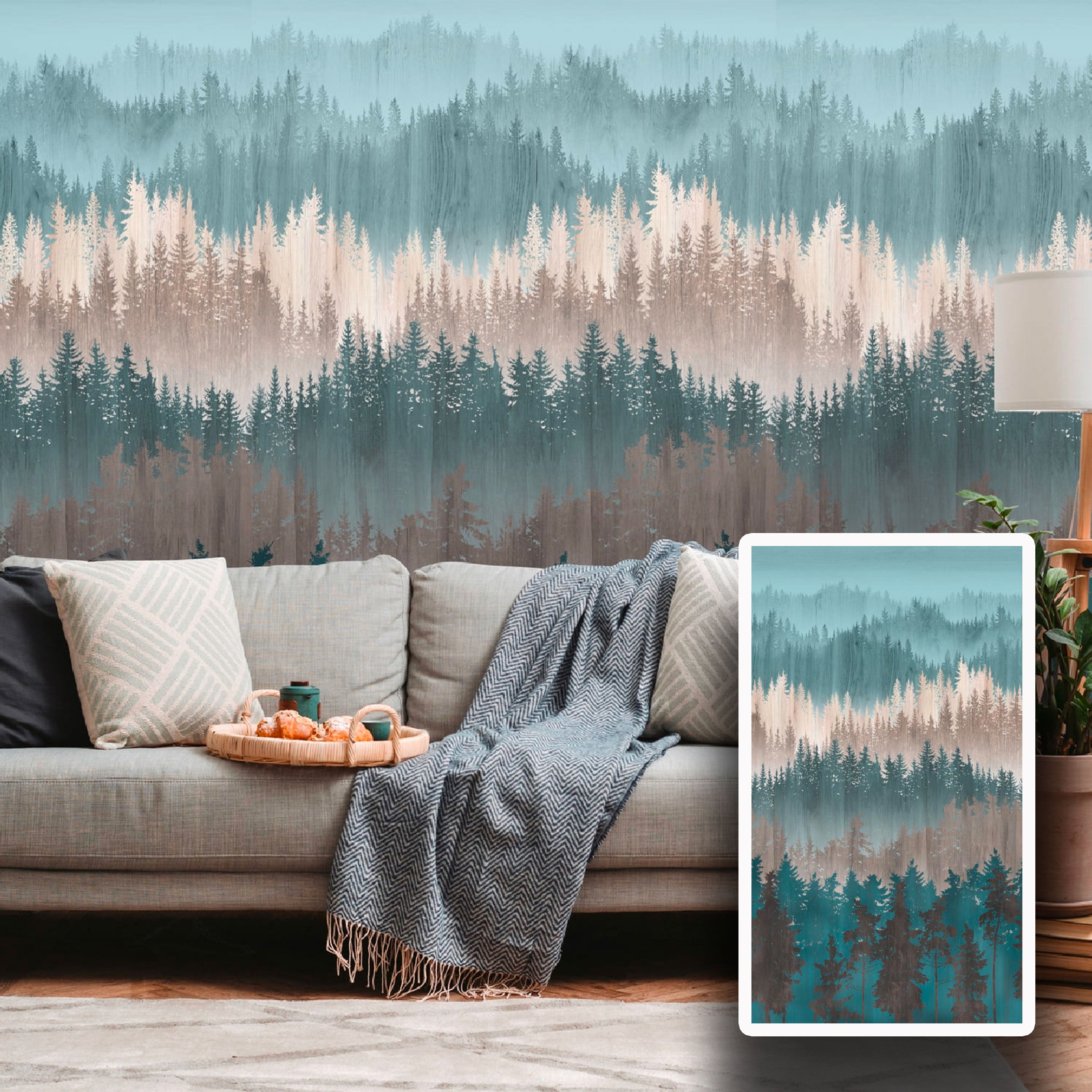 Pannello FOREST GREEN 159x280cm di Carta da Parati TNT VINILICO a modulo raccordabile continuativo (3 teli/rotoli) - Eternal Parquet