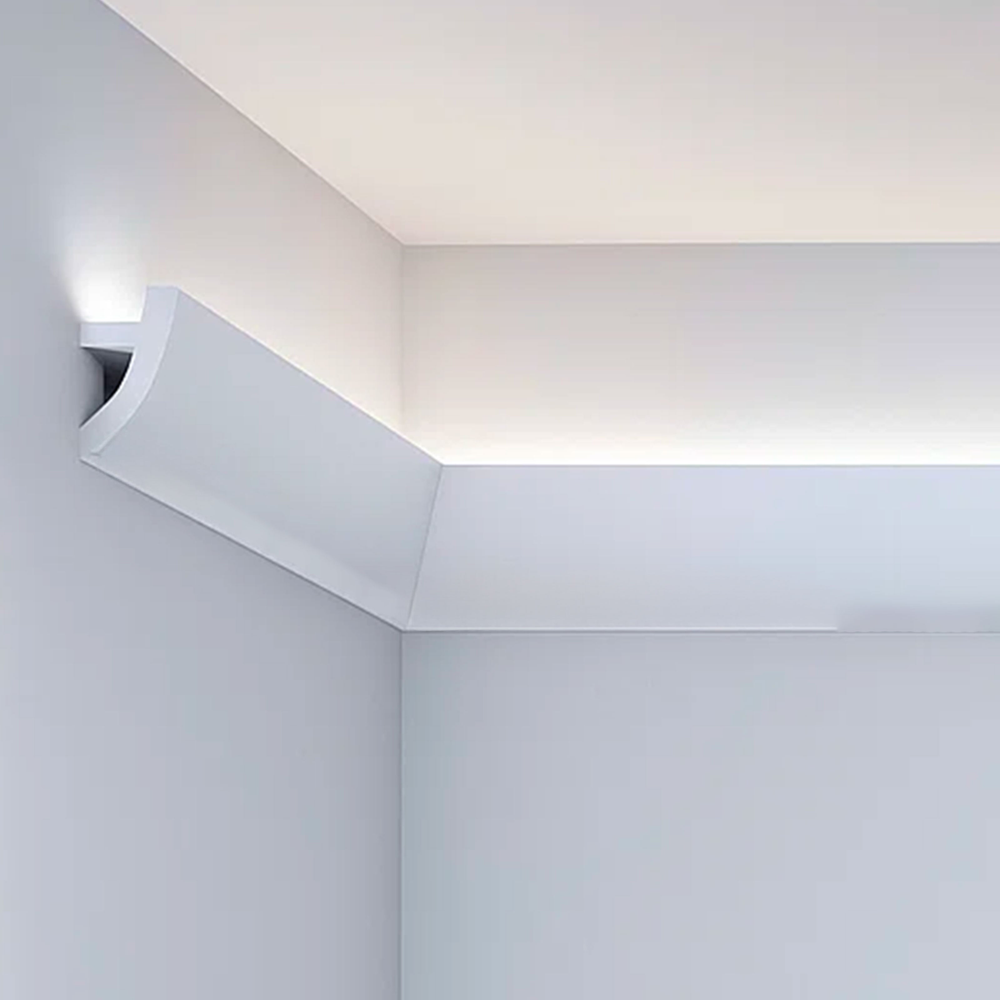*STOCK FOLLI* Pacco da 22 metri lineari di Profilo Cornice per LED in Polimeri Bianco RAL 9016 verniciabile 74X36mm - Eternal Parquet