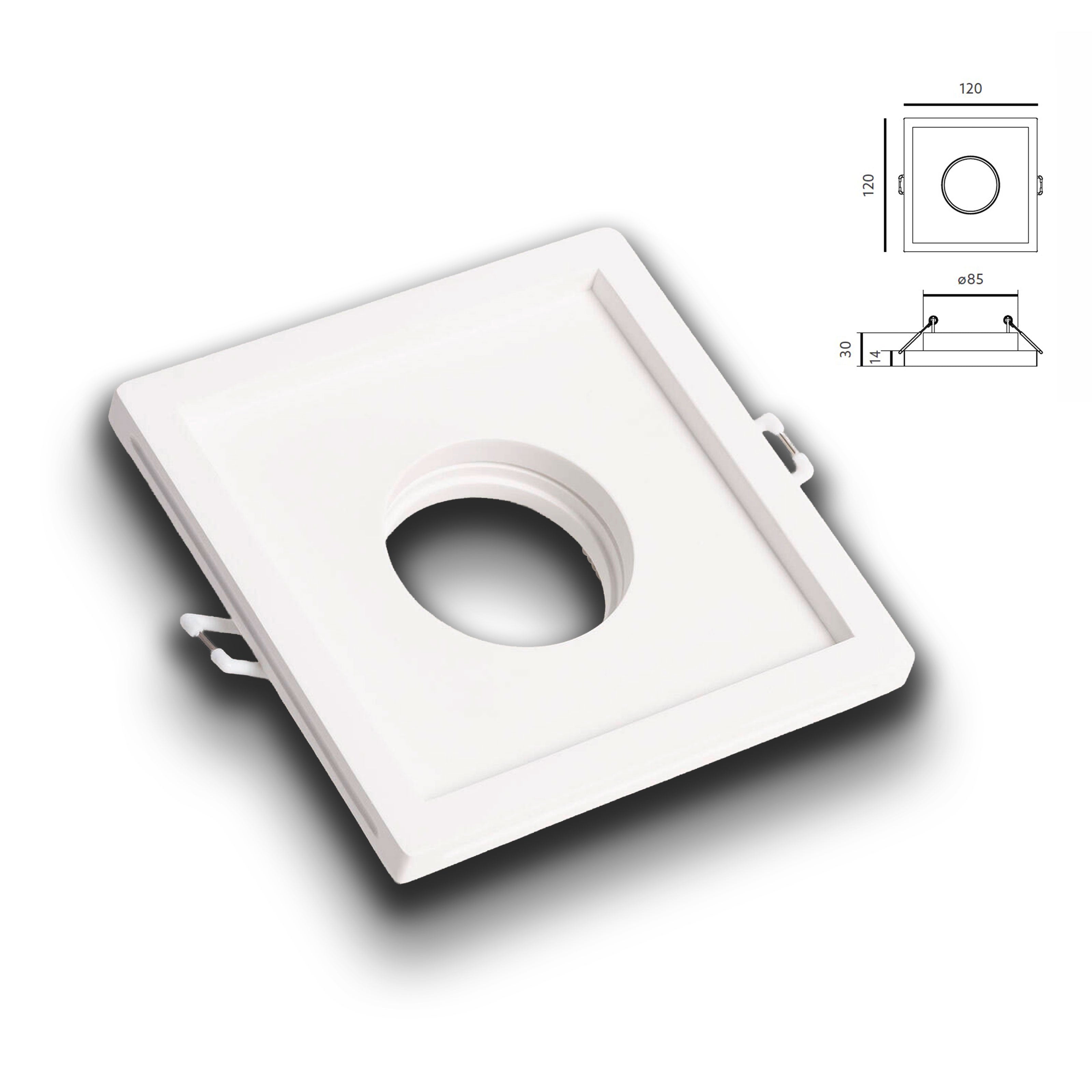 *STOCK* Portafaretto In Gesso Ceramico ad incasso 120x120x45mm foro tondo 40W GU10 IP20 - Eternal Parquet