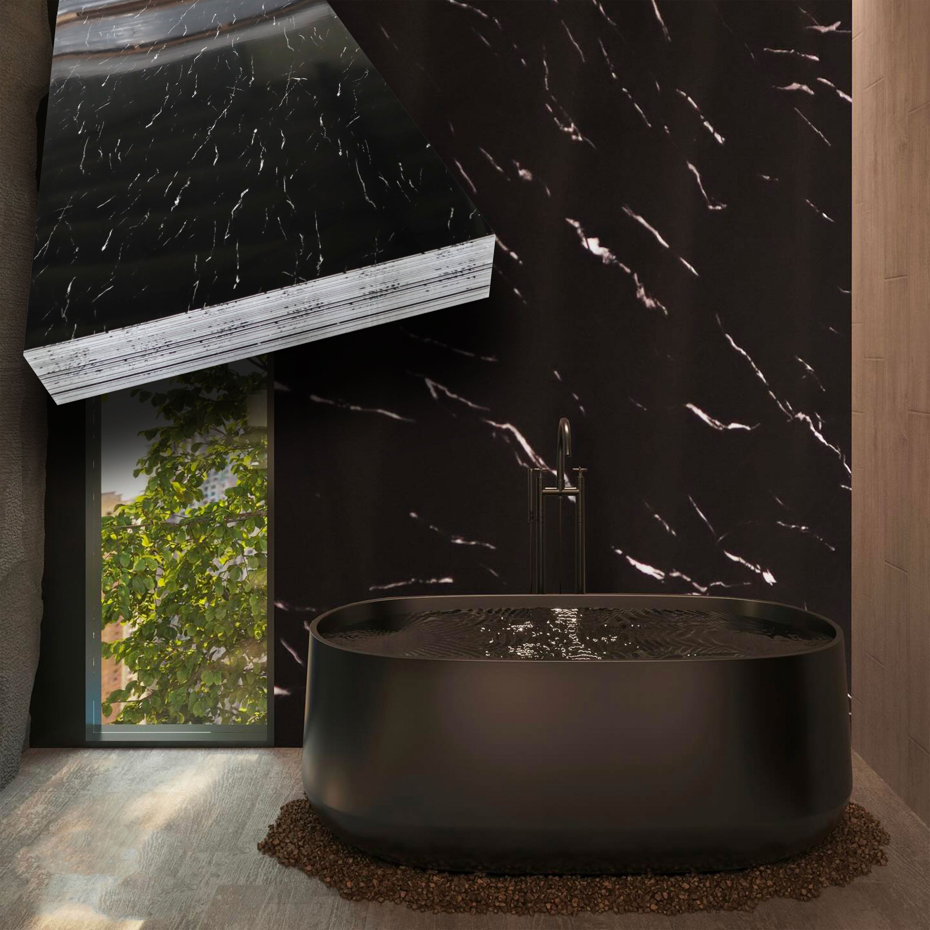 Pacco da n.4pz (2,9mq) Pannelli rivestimento in Polimeri Ultrarealistico effetto Marmo lucido 1220x600x4mm mod.PROCIDA - Eternal Parquet