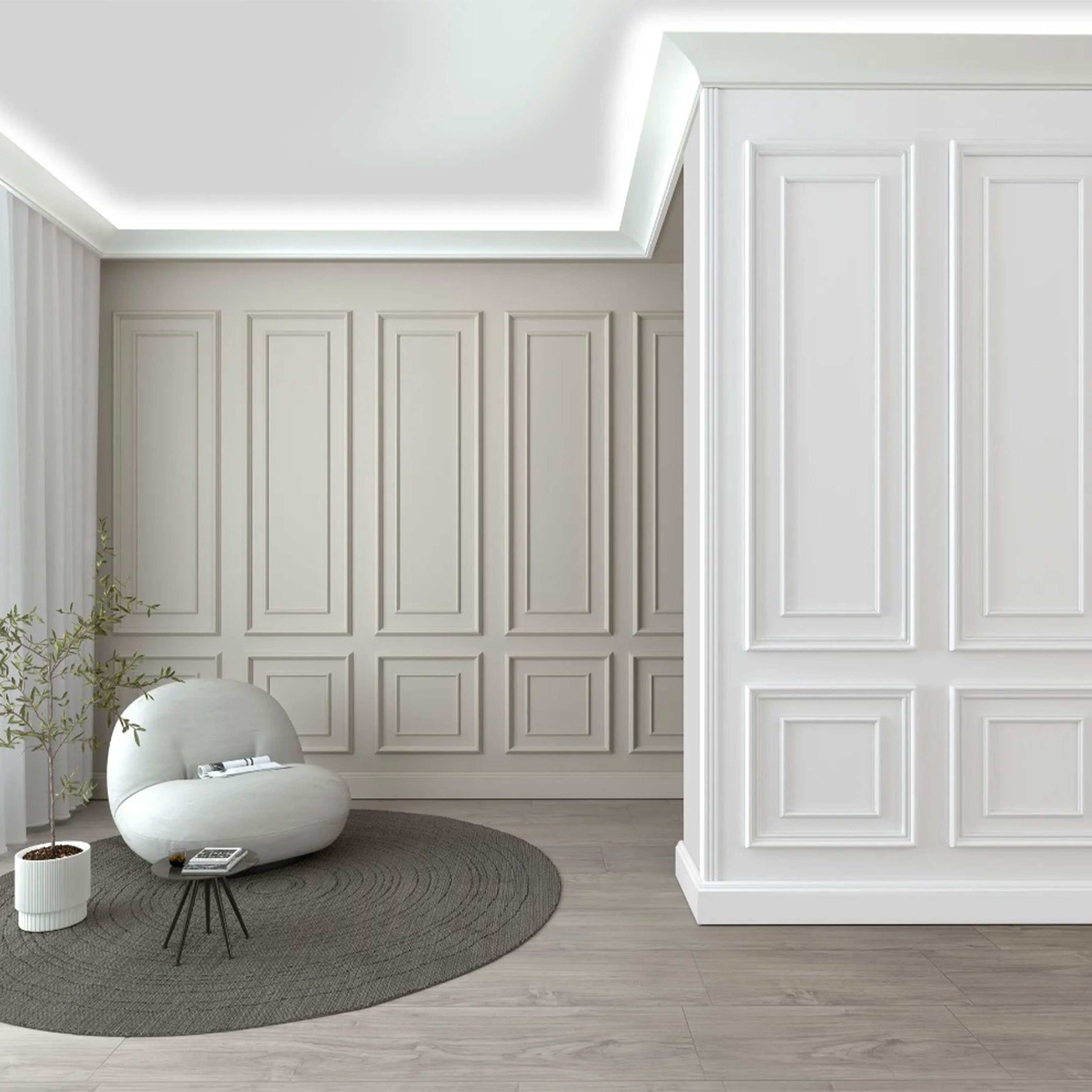 100ml di CORNICE A SOFFITTO con predisposizione LED 60x80x2000mm in POLIMERI - Polistrutturato - Eternal Parquet