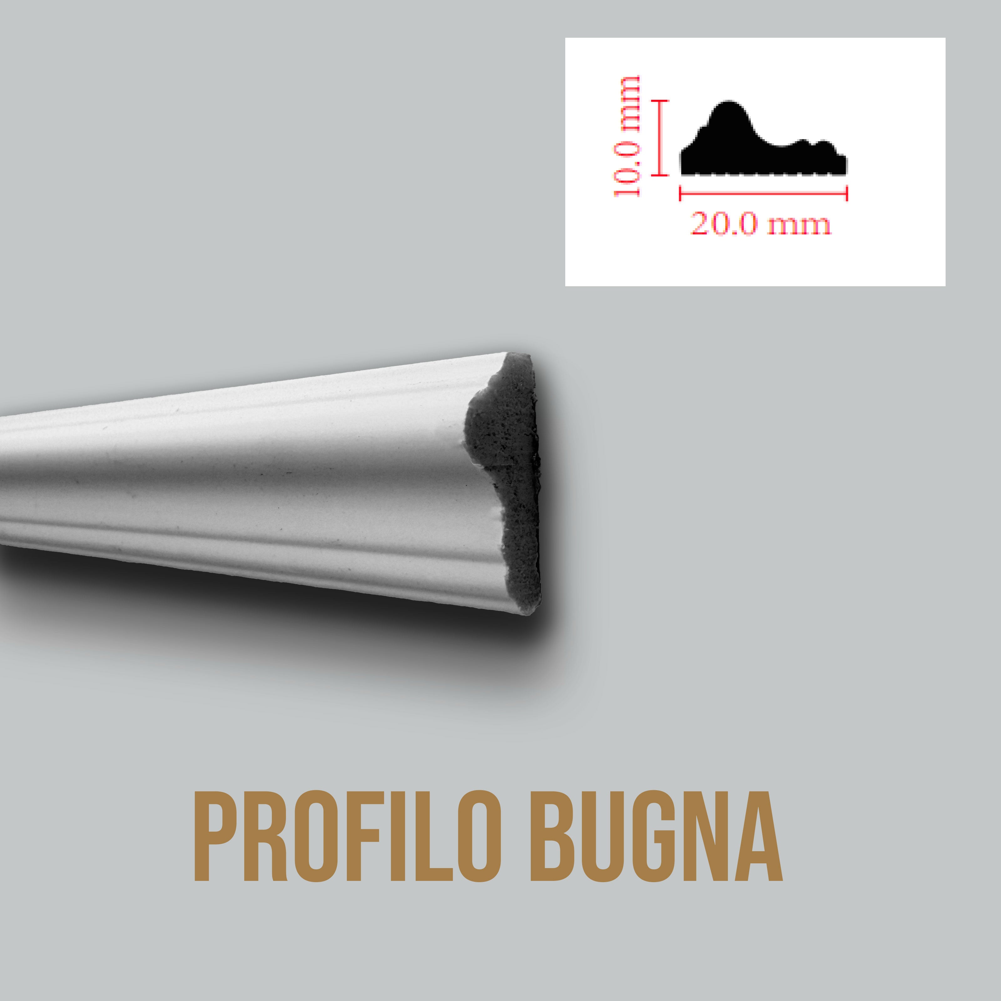 Profilo BUGNA per boiserie in Polimeri Bianco RAL 9016 verniciabile 20X10mm (Prezzo al metro) - Eternal Parquet