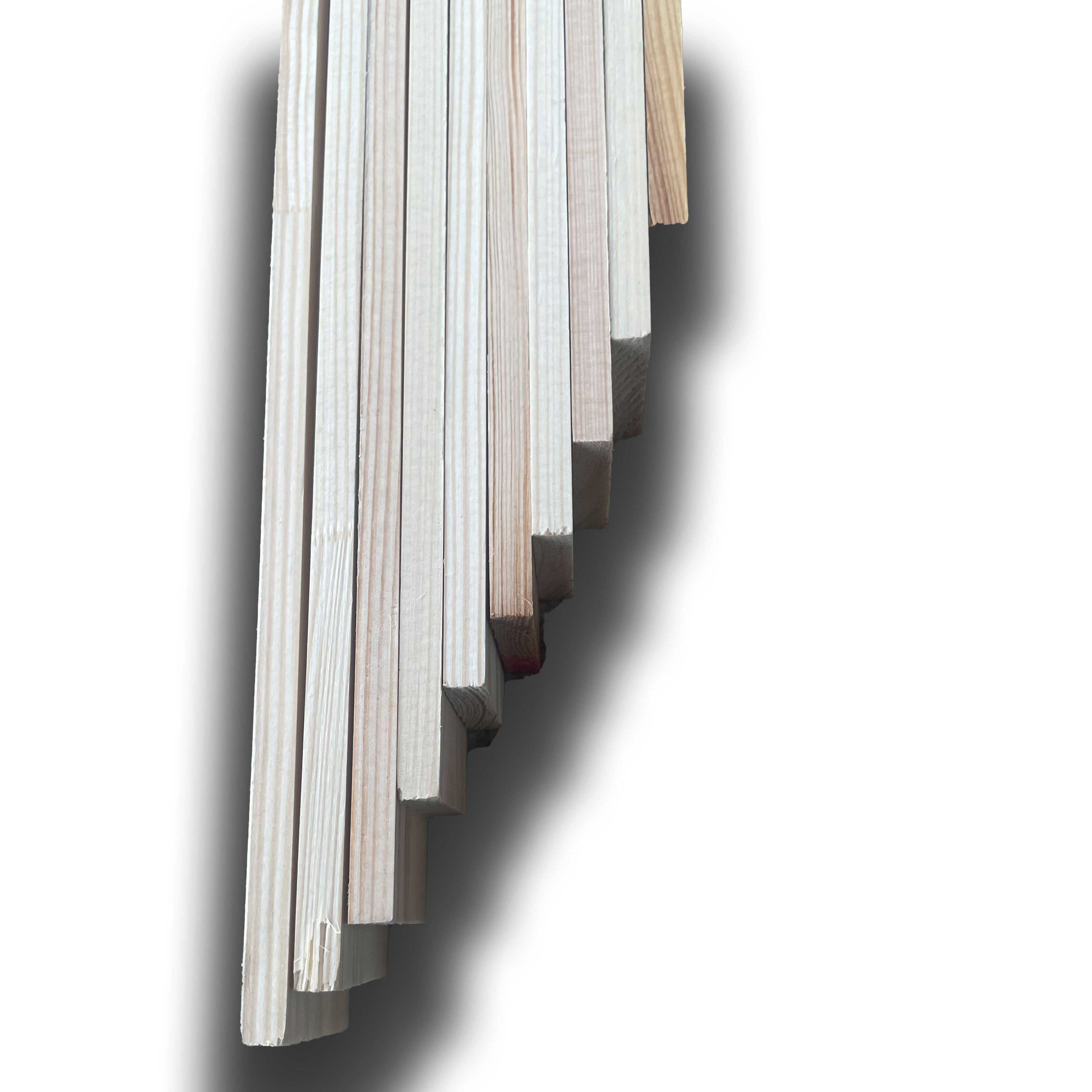 10 listelli di PINO massello levigato Joynt senza nodi 0,5x4x100cm (SxLxH) ottima sottostruttura per lamelli o pareti - Eternal Parquet