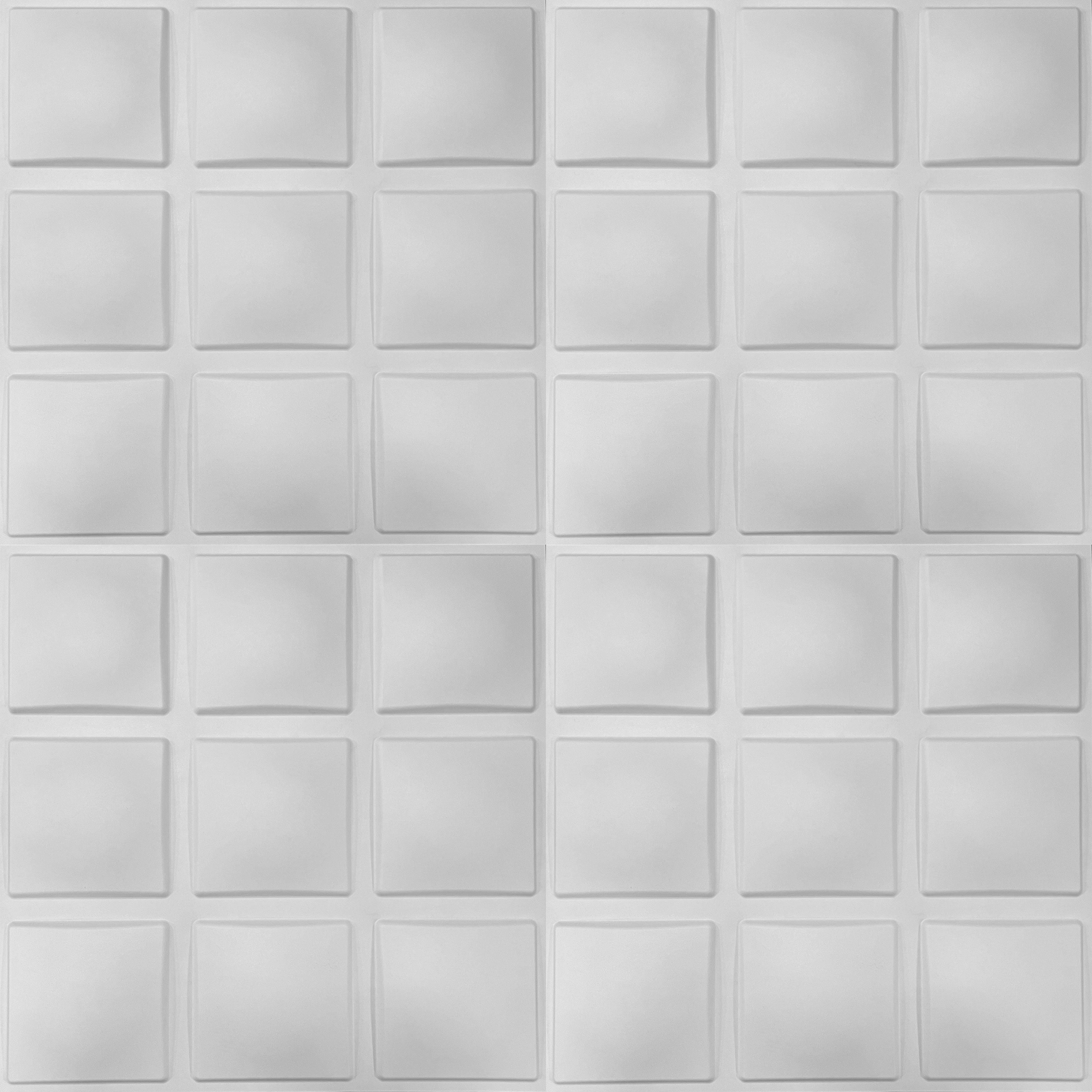 €1,99 Pannello in fibra naturale a parete 3D, rivestimento di lusso 3D 50X50cm BIANCO verniciabile QUADRATI Eternal Parquet