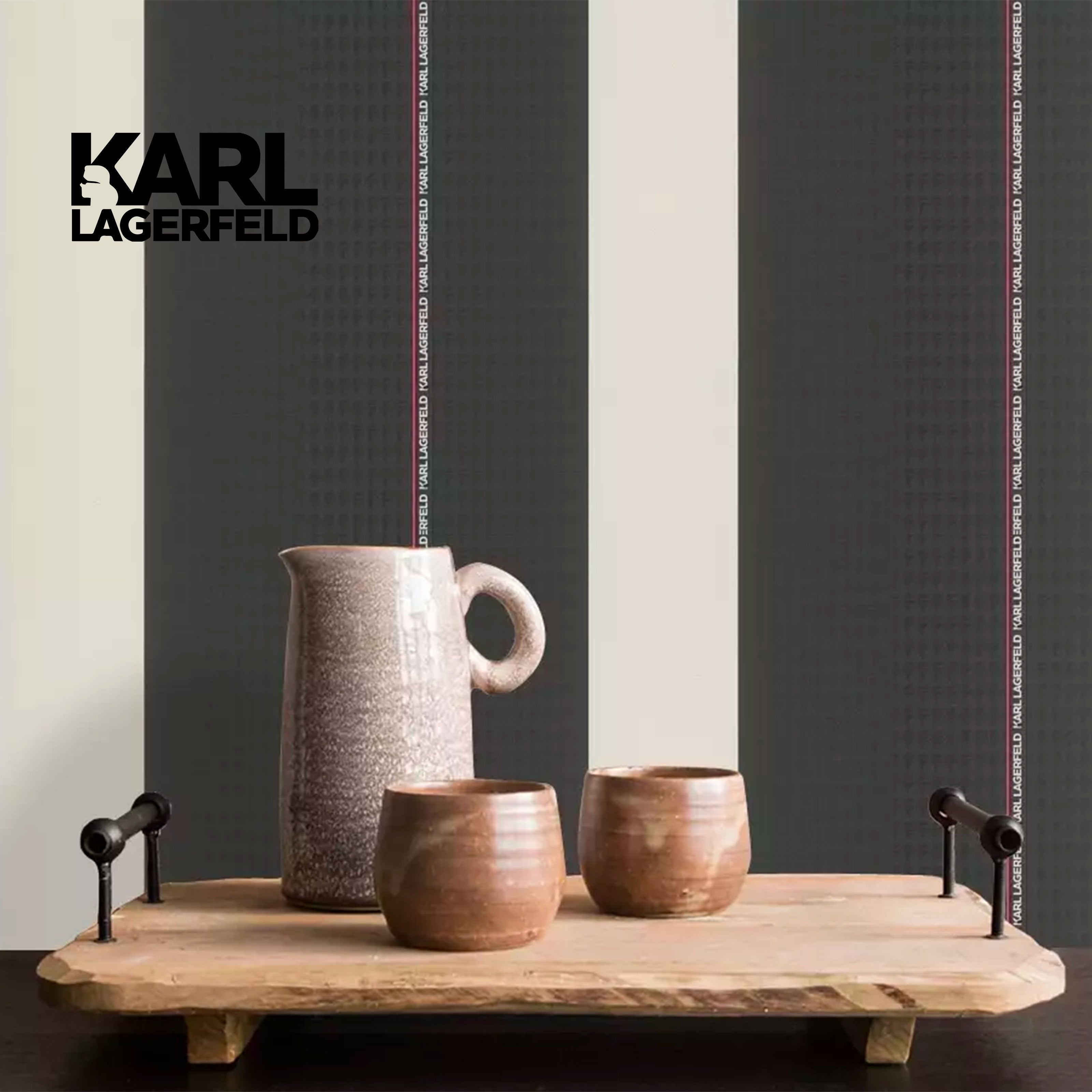 5,32mq Rotolo Carta da Parati griffata KARL LAGERFELD in TNT a rilievo multigloss PREMIUM 10,05x0,53mt cod. 37848-2 - Eternal Parquet