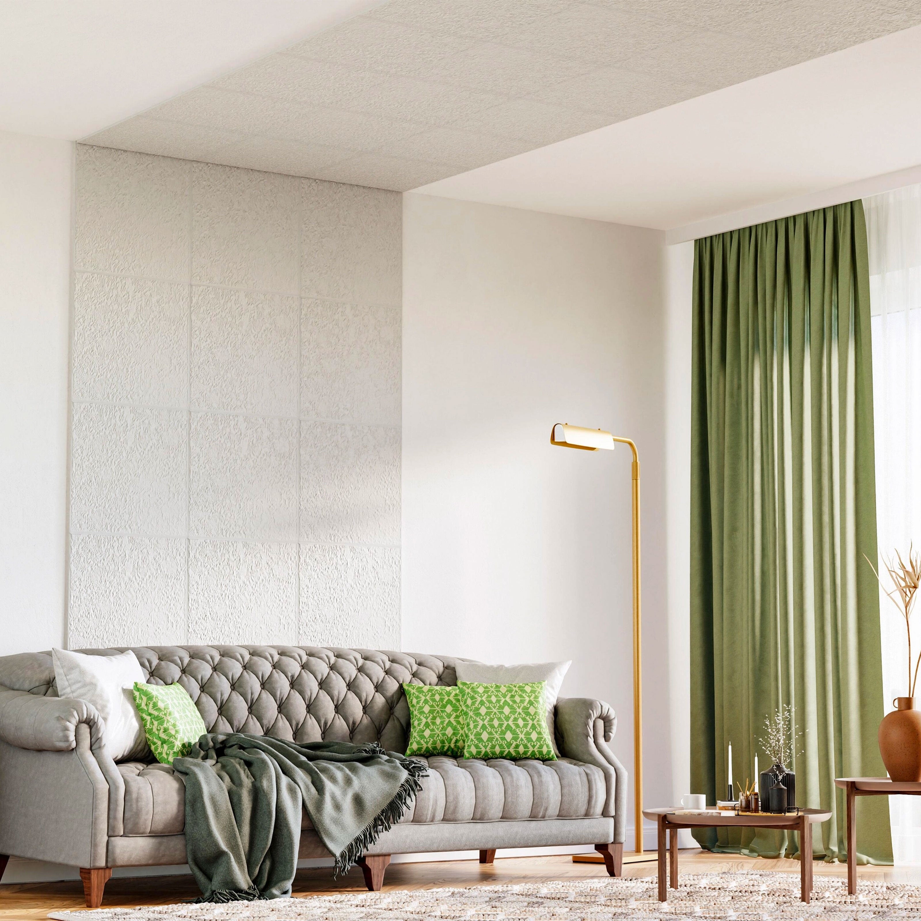 10 o 20mq (40 oppure 80 pezzi) di pannello decorativo a soffitto in polistirene compatto 50x50cm (spess. 1cm) RODOS Eternal Parquet