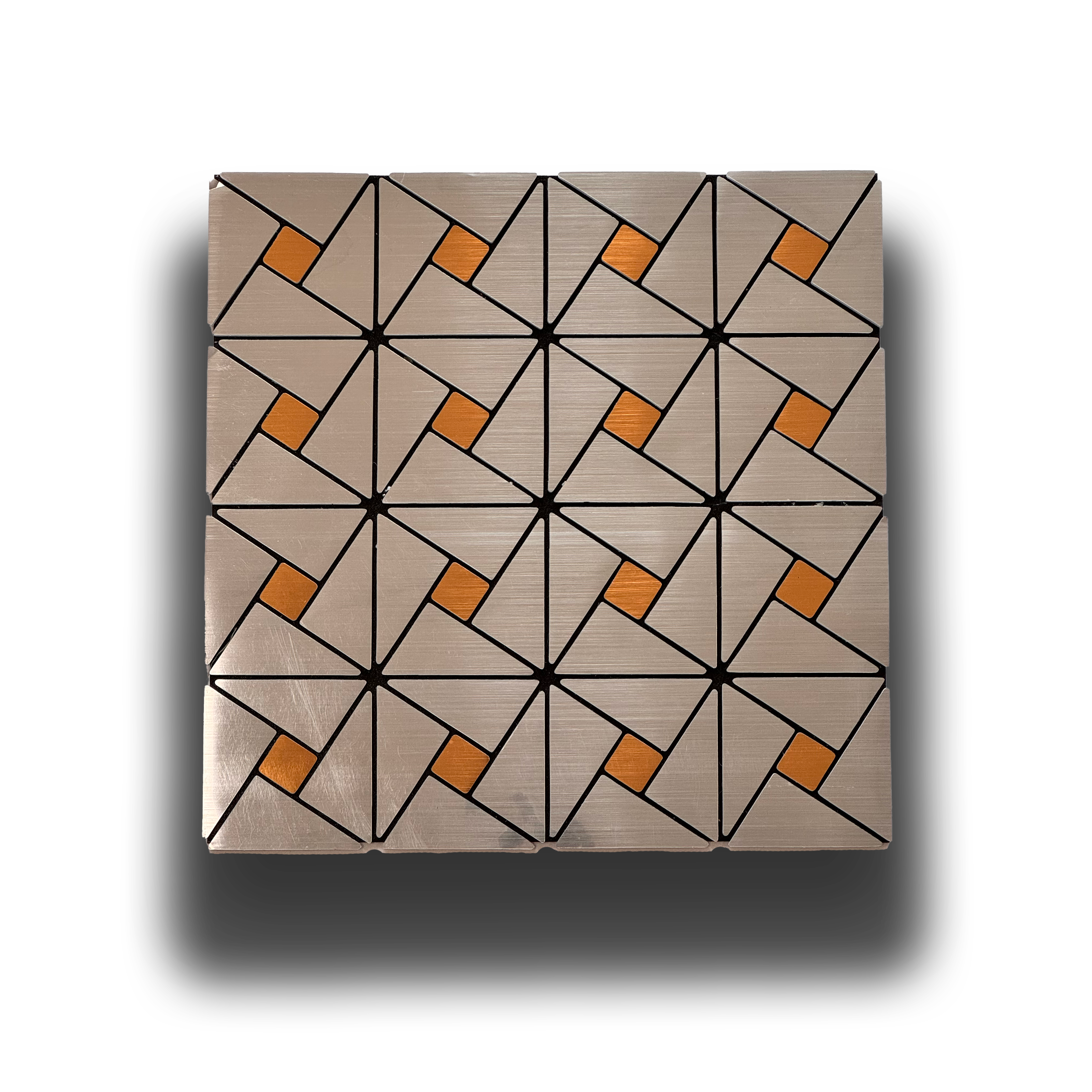 Piastrelle 3D Autoadesive in PET acustiche e isolanti 30x30cm (4mm spessore) TRIANGOLI ORO ARGENTO - Eternal Parquet