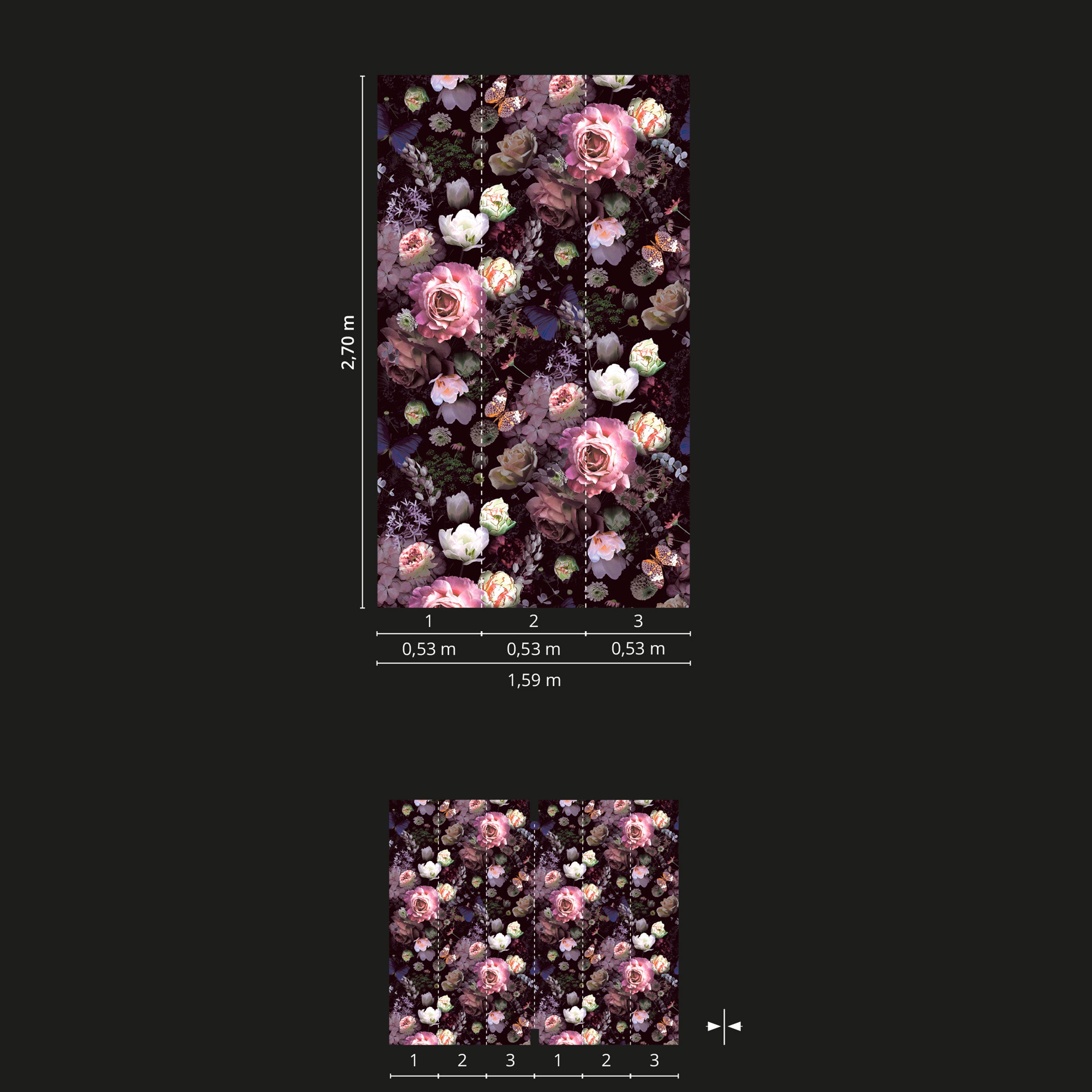 Pannello 159x270cm di Carta da Parati TNT a modulo raccordabile continuativo Voyager ROSE - Eternal Parquet