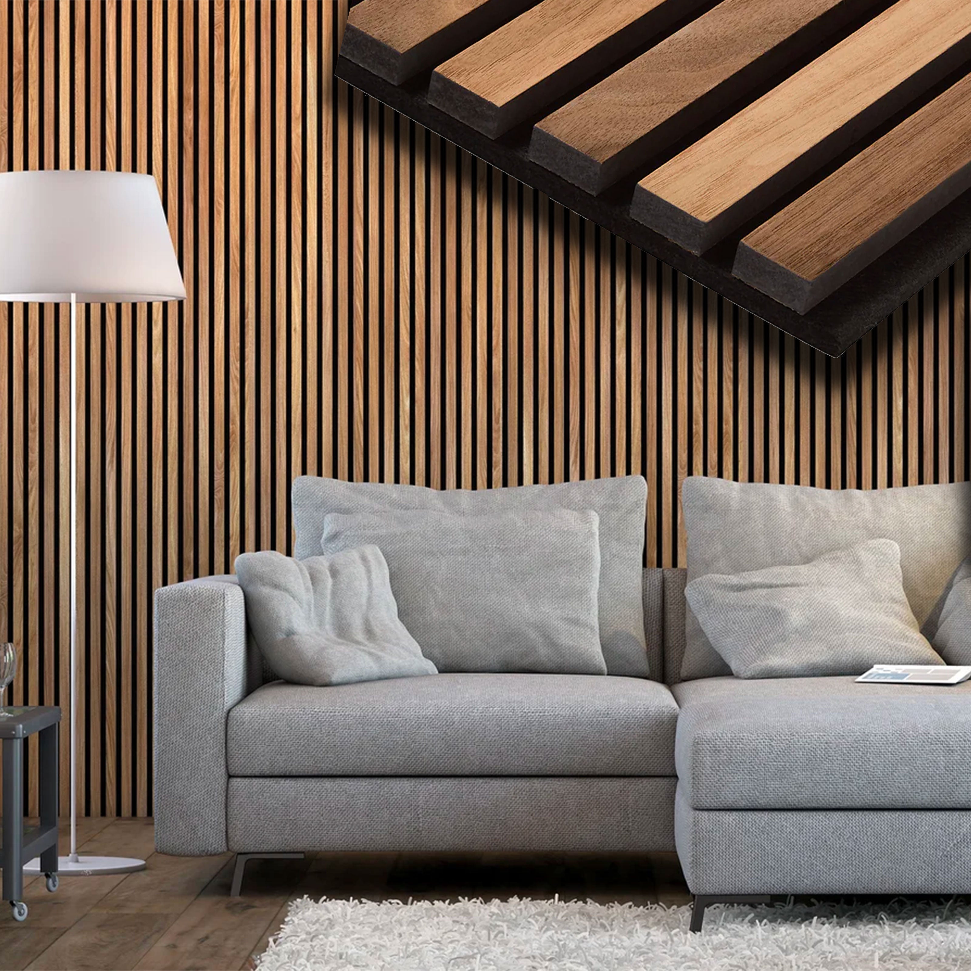 Pannello Acustico Feltro e fibra di legno Lamelli millerighe ROVERE ANTICO 120x34x1,5 - Eternal Parquet