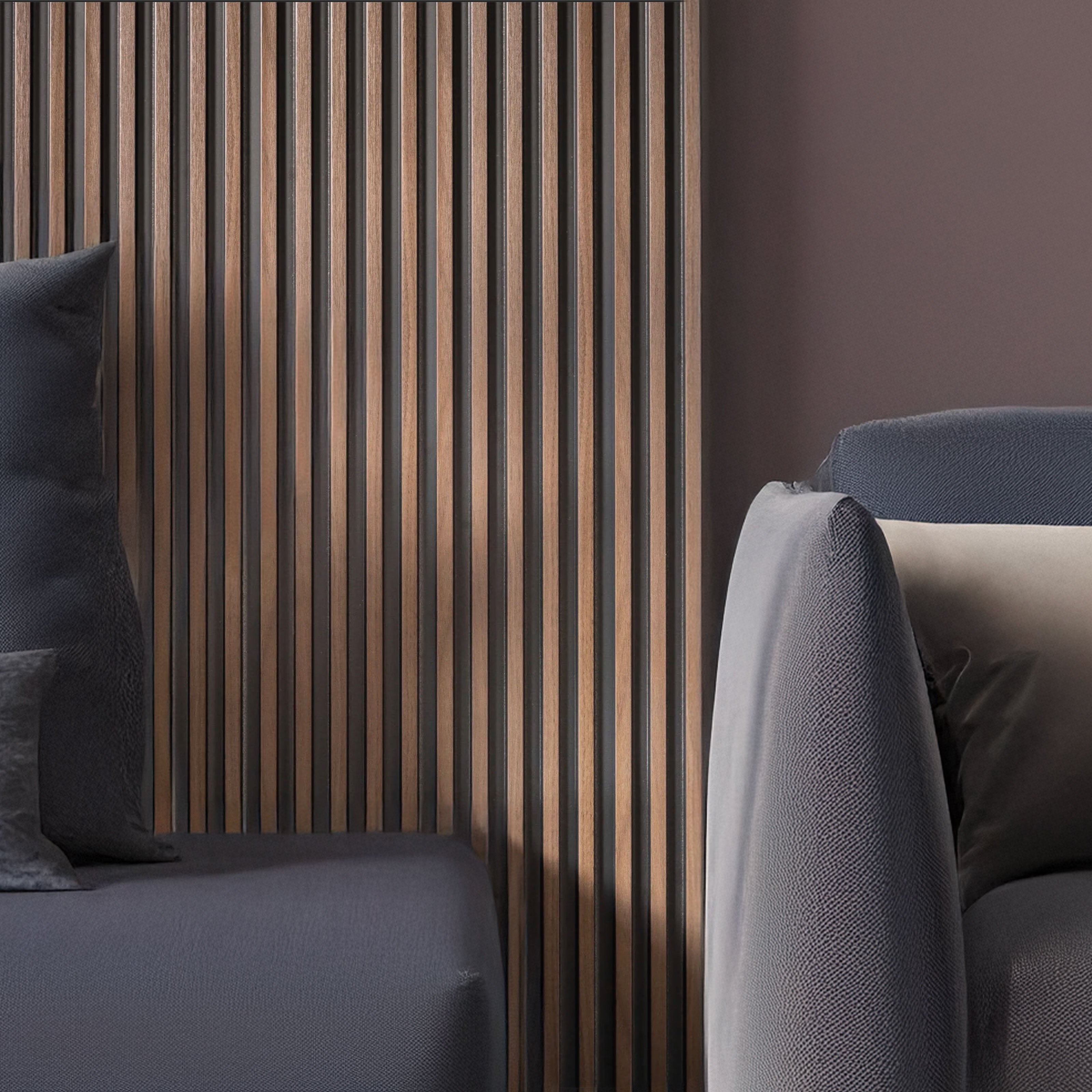 €2,99ml - Asta intera 12x122x2900mm di Rivestimento Parete Boiserie cannettato Lamelli stretti in Polimeri ROVERE FUMO - Eternal Parquet