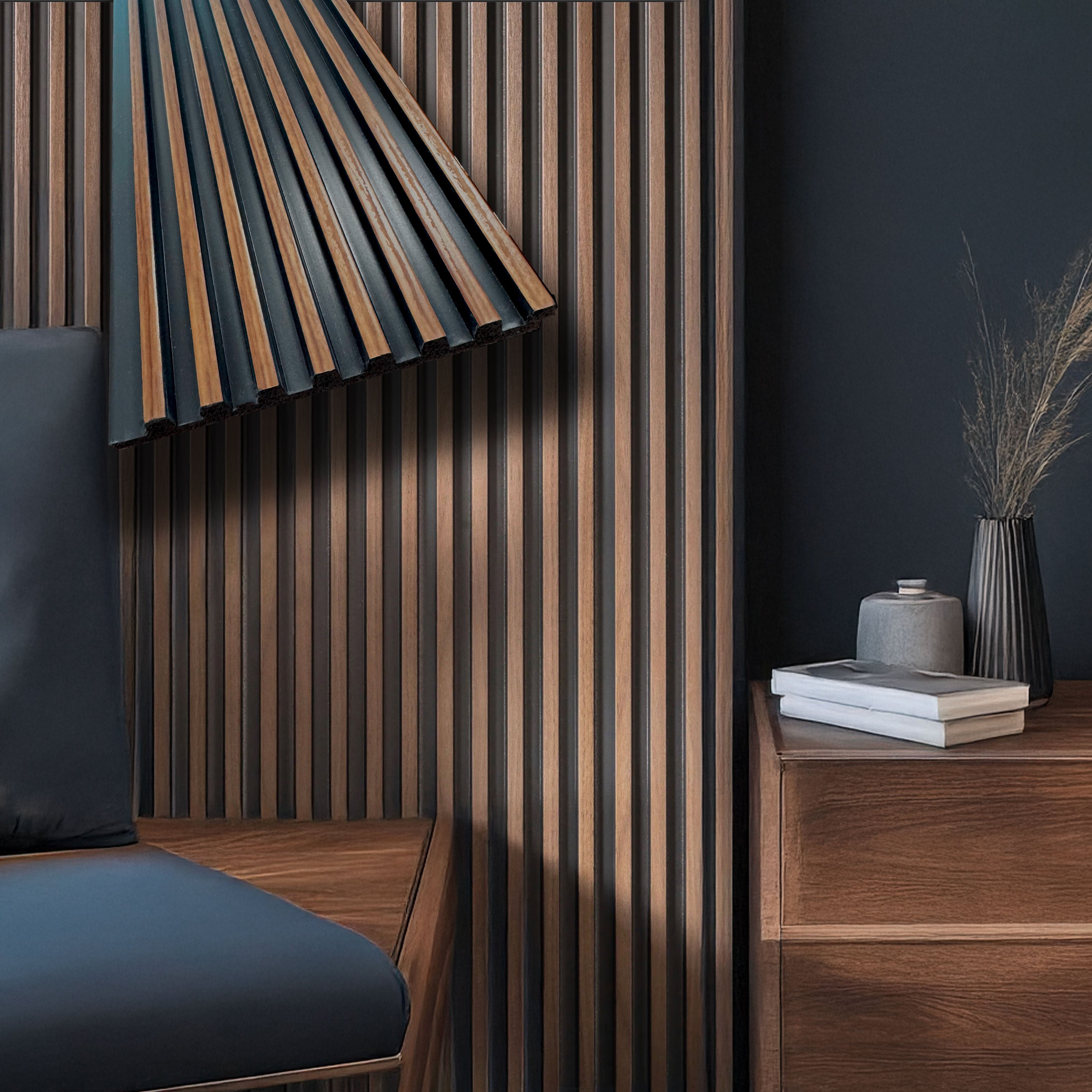 €2,99ml - Asta intera 12x122x2900mm di Rivestimento Parete Boiserie cannettato Lamelli stretti in Polimeri ROVERE FUMO - Eternal Parquet