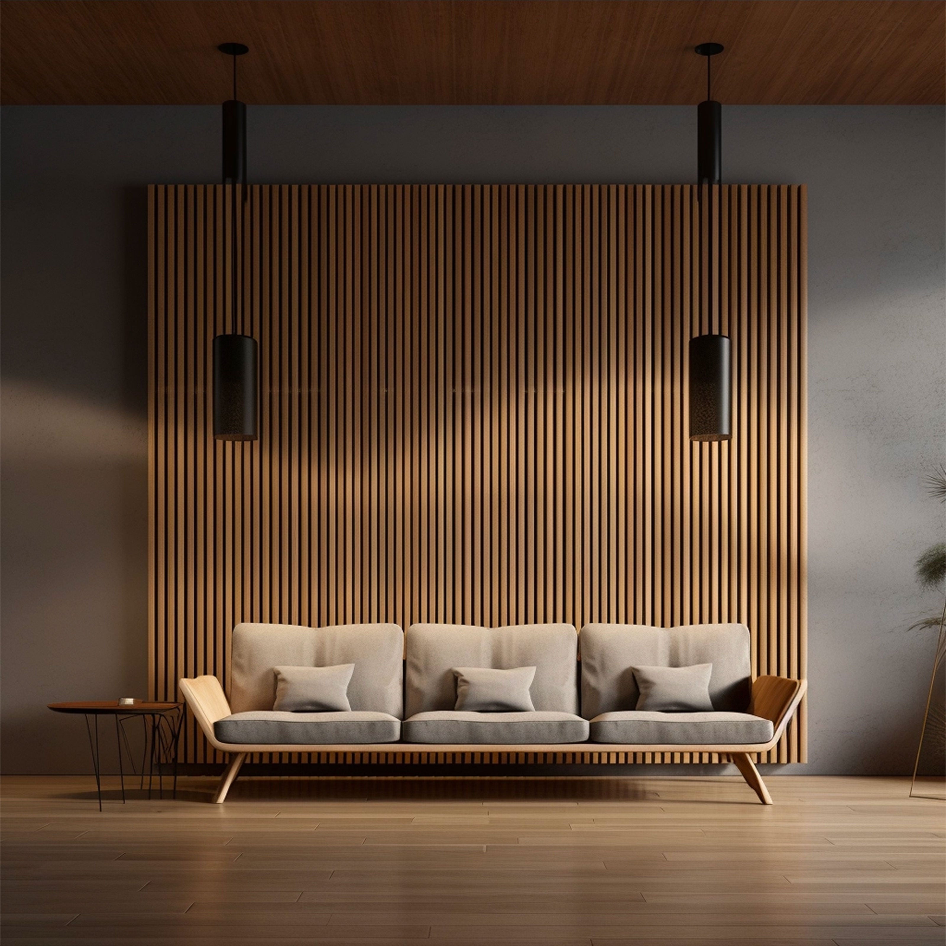 Pannello Lamelli da 1,36mq 22x526x2600mm ACUSTICO in VERO LEGNO di NOCE, ROVERE e R.THERMO - Eternal Parquet