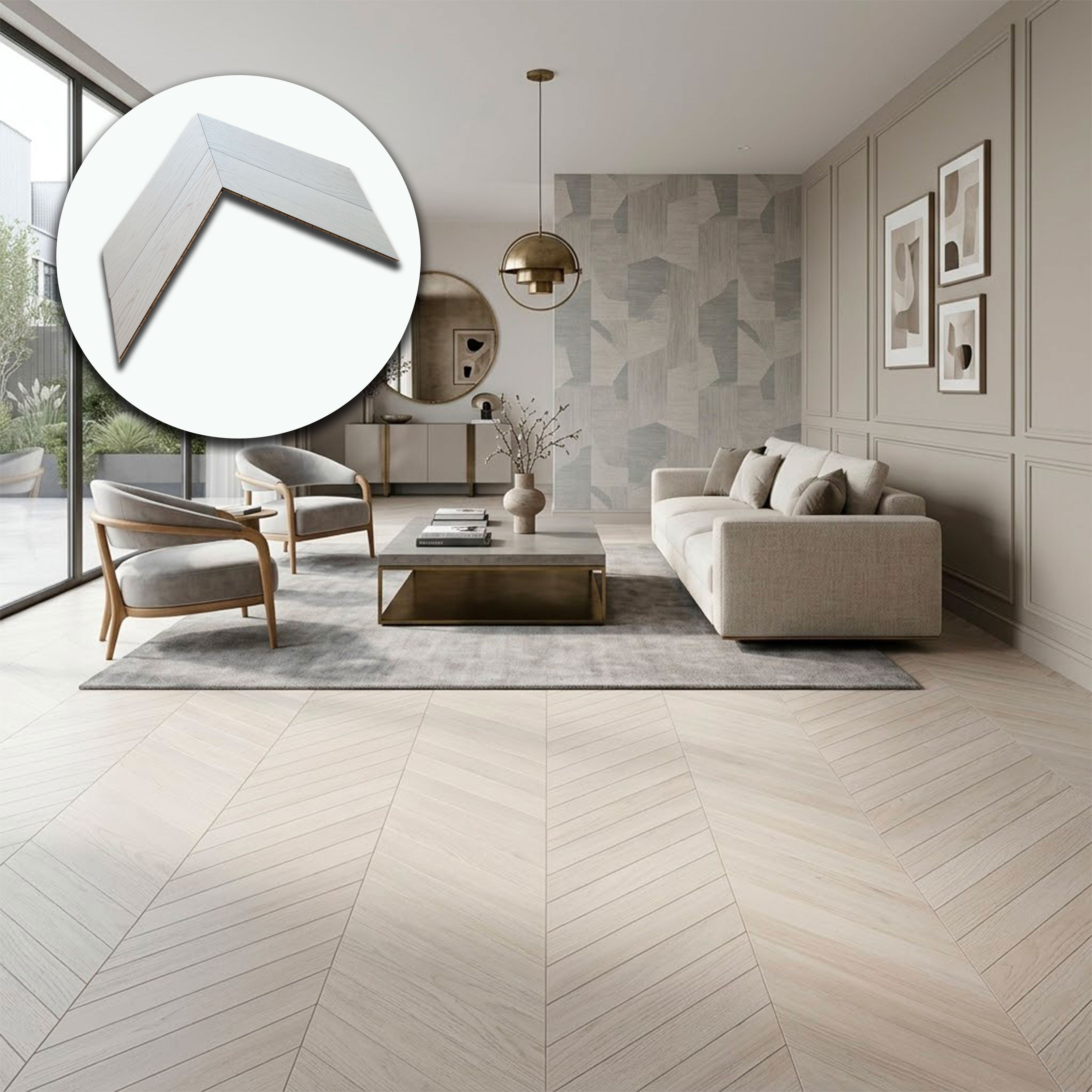 €39,90mq * STOCK GARBELOTTO * Lotto da 44mq di Parquet Rovere Grey White spazz. Bisell. 14x120x600 SPINA FRANCESE (4mm nobile)