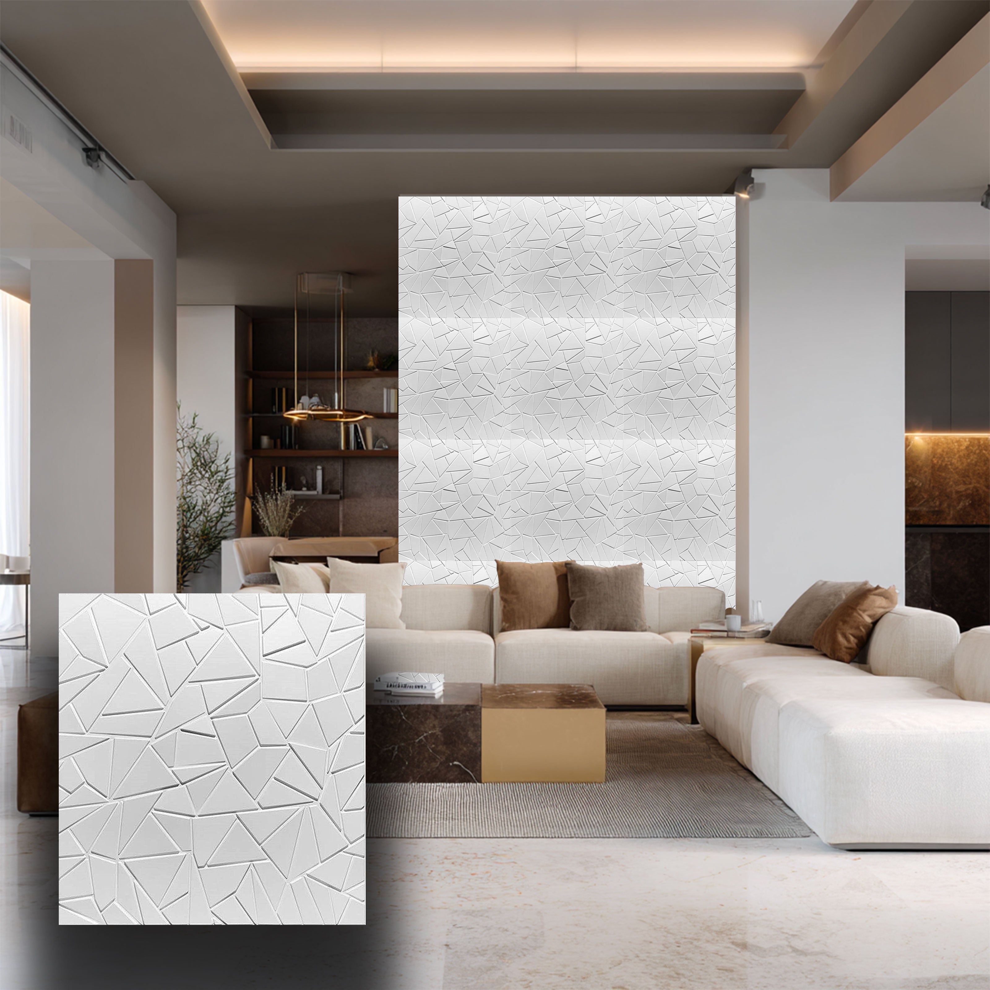 €3,49 pannello per boiserie a parete, rivestimento cassonato a soffitto e porte in PVC 3D 50X50cm mod. SCHEGGE - Eternal Parquet