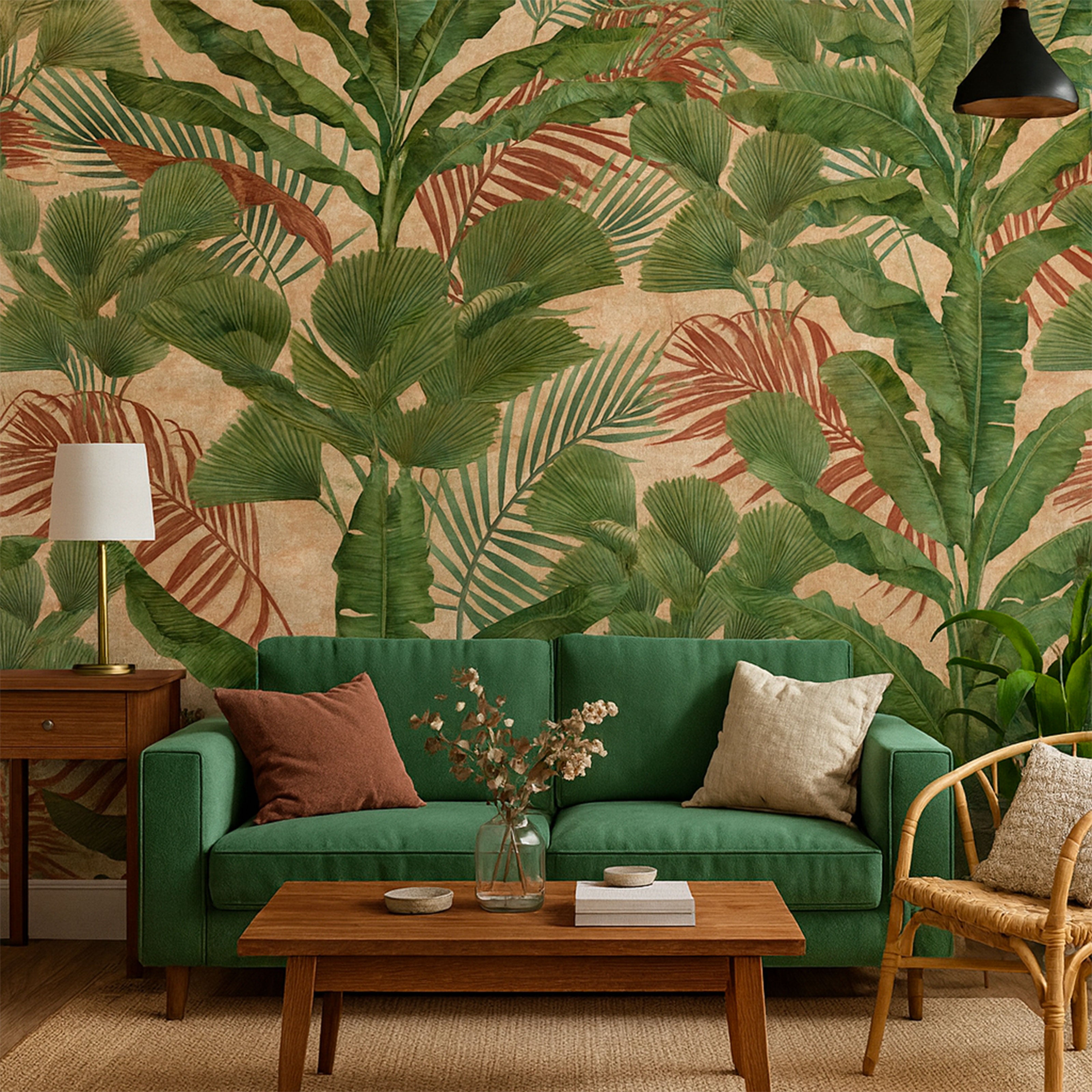 Pannello JUNGLE RED 159x280cm di Carta da Parati TNT VINILICO a modulo raccordabile continuativo (3 teli/rotoli) - Eternal Parquet