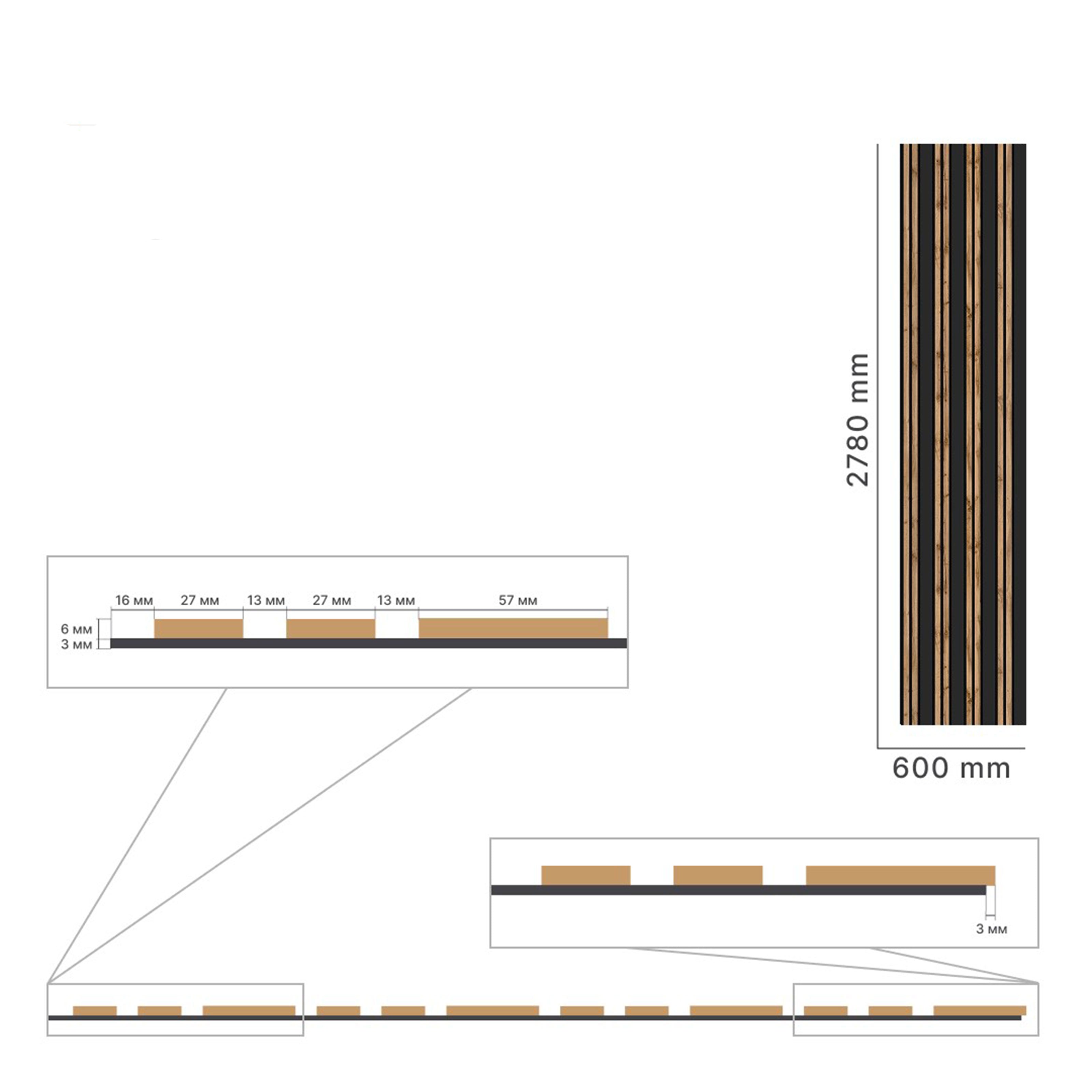Pannello ACUSTICO arrotolabile (1,66mq) a Lamelli in Fibra di legno mis. 9x600x2780mm BLACK + NOCE - Eternal Parquet
