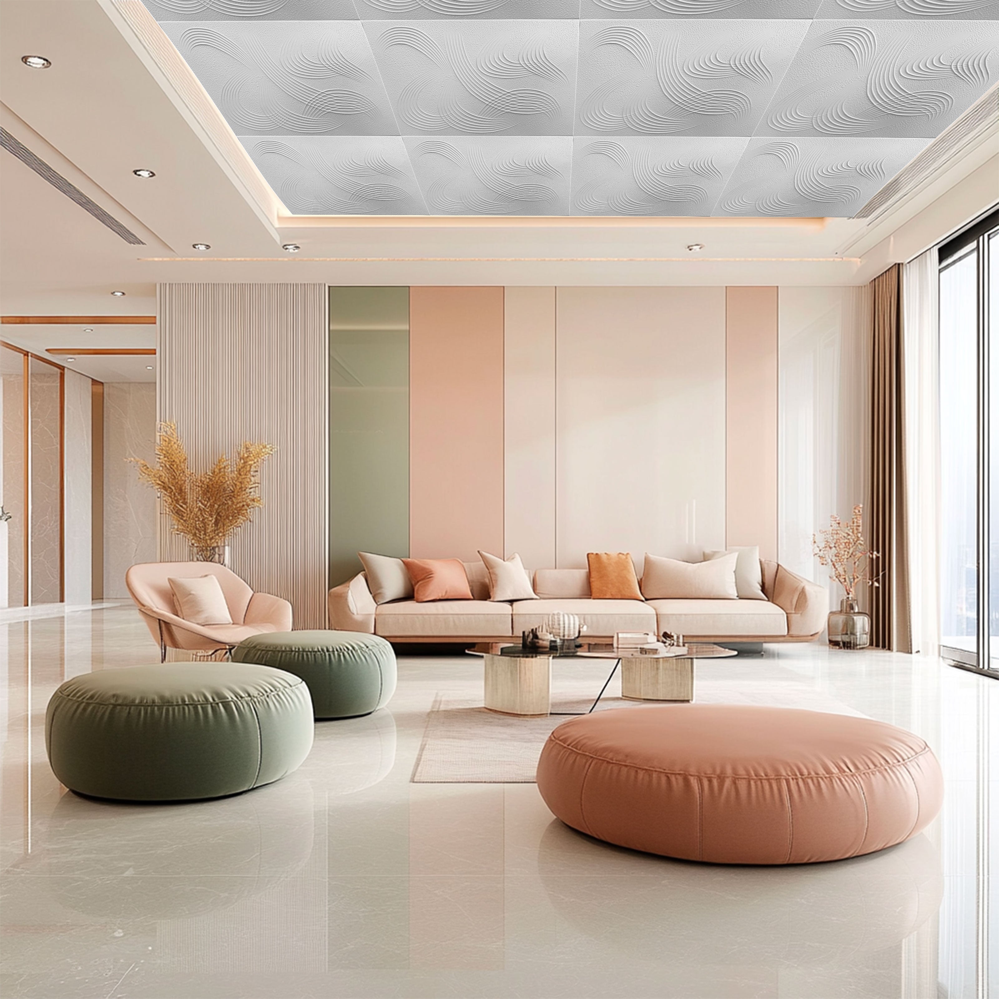 10 o 20mq (40 oppure 80 pezzi) di pannello decorativo 3D a soffitto in EPS isolante 50x50cm MIRAZ - Eternal Parquet