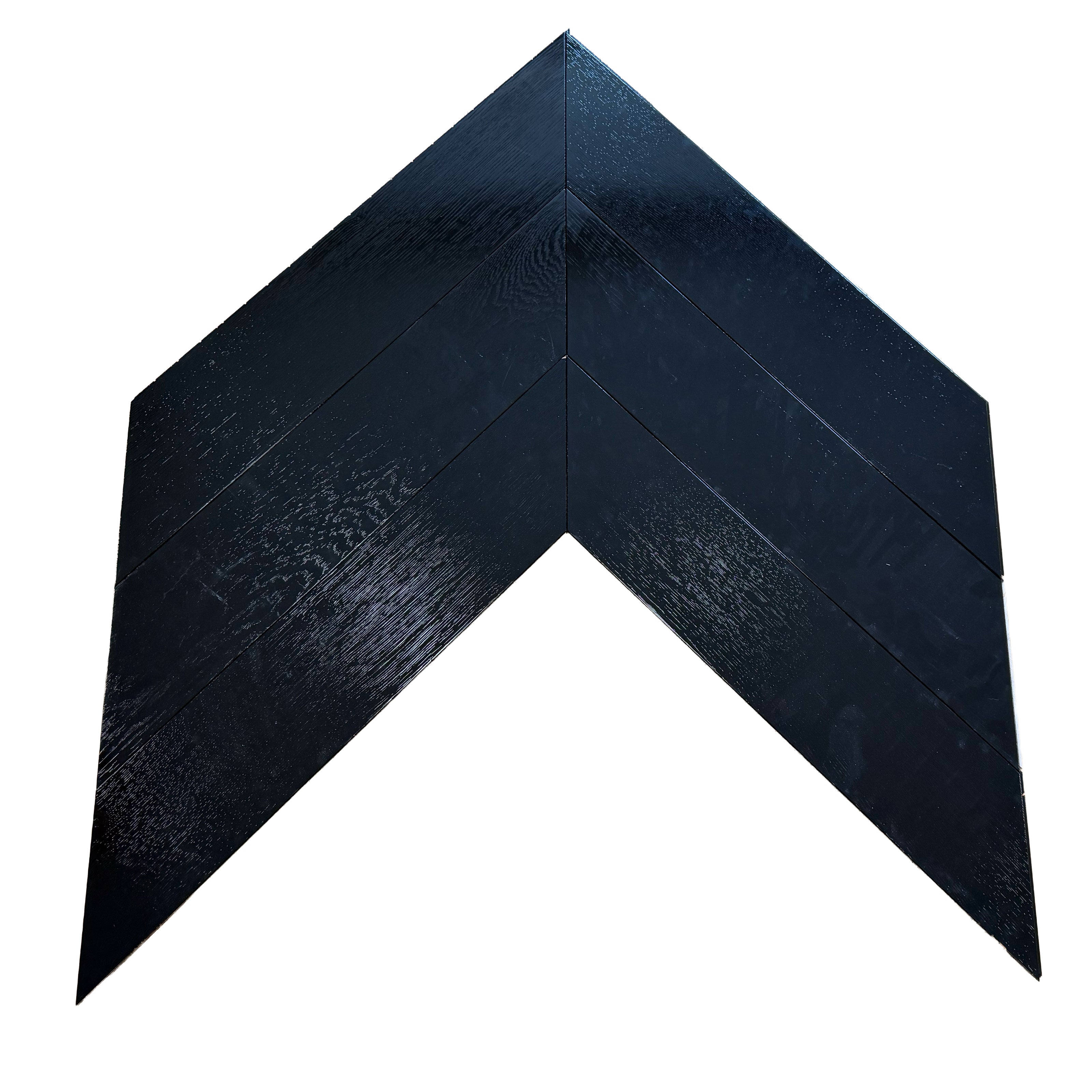€33,90mq * STOCK GARBELOTTO * Lotto da 48mq di Spina Francese ROVERE NERO LUCIDO spazz. 14x150x690 (4mm nobile) - Eternal Parquet