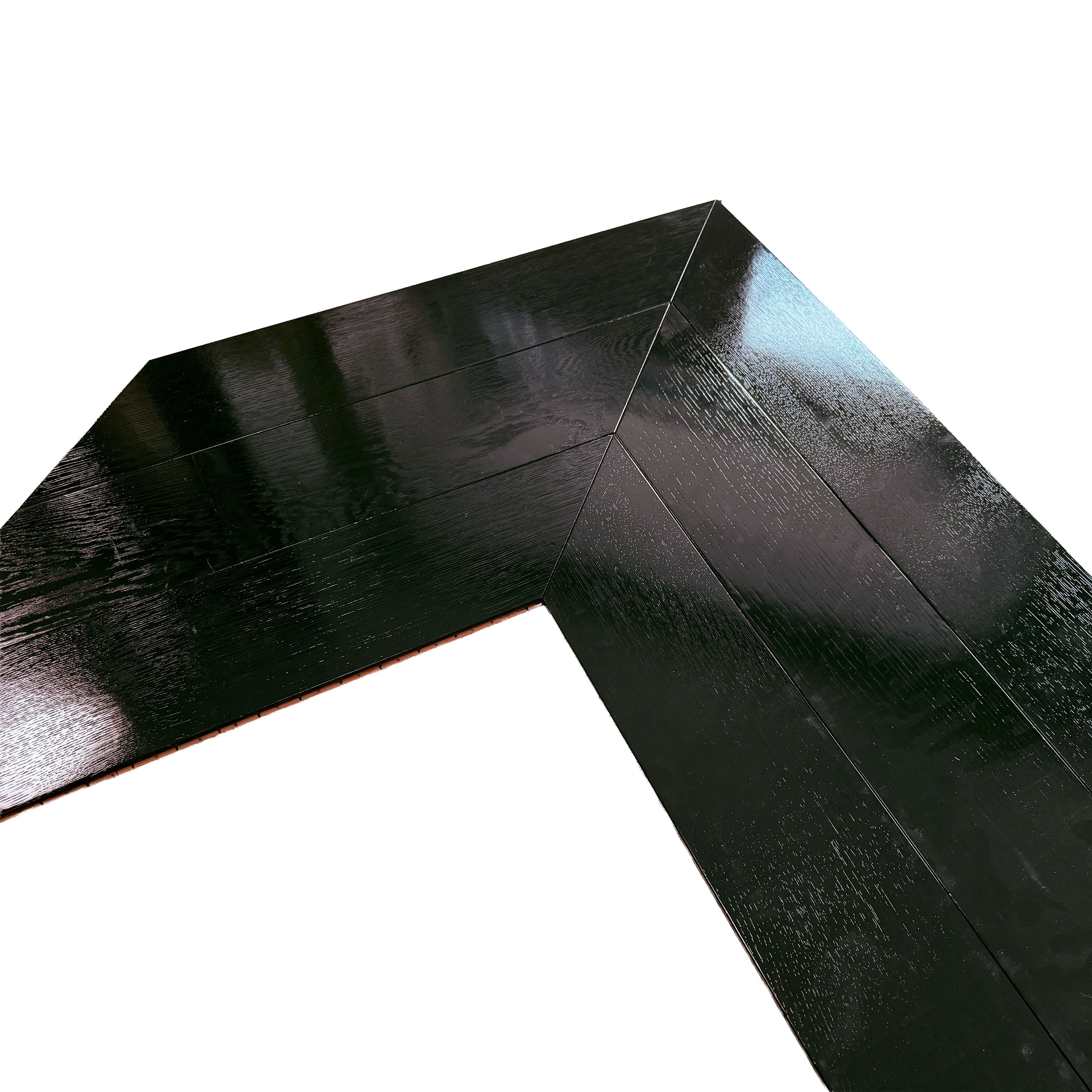 €33,90mq * STOCK GARBELOTTO * Lotto da 48mq di Spina Francese ROVERE NERO LUCIDO spazz. 14x150x690 (4mm nobile) - Eternal Parquet