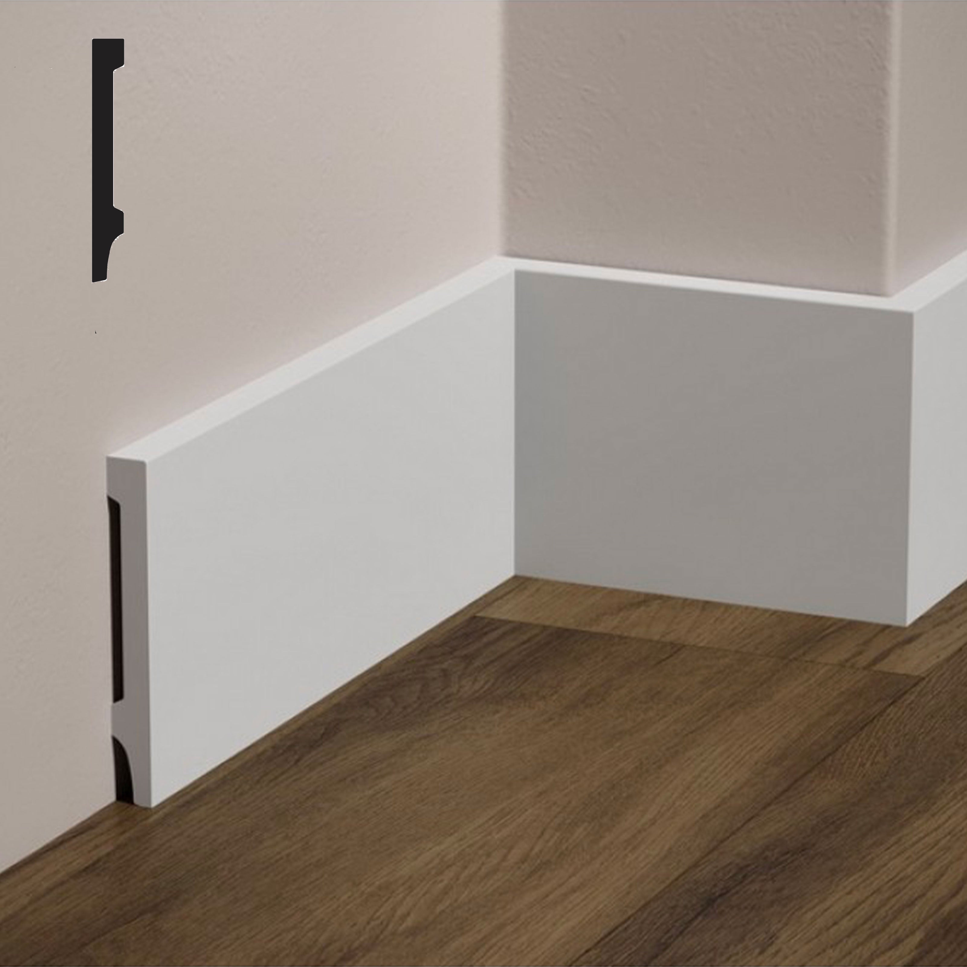 bancale da 72ml di Battiscopa DIRITTO SQUADRATO in POLIMERI FeelingWood-HD 120x15mm - BIANCO - Eternal Parquet