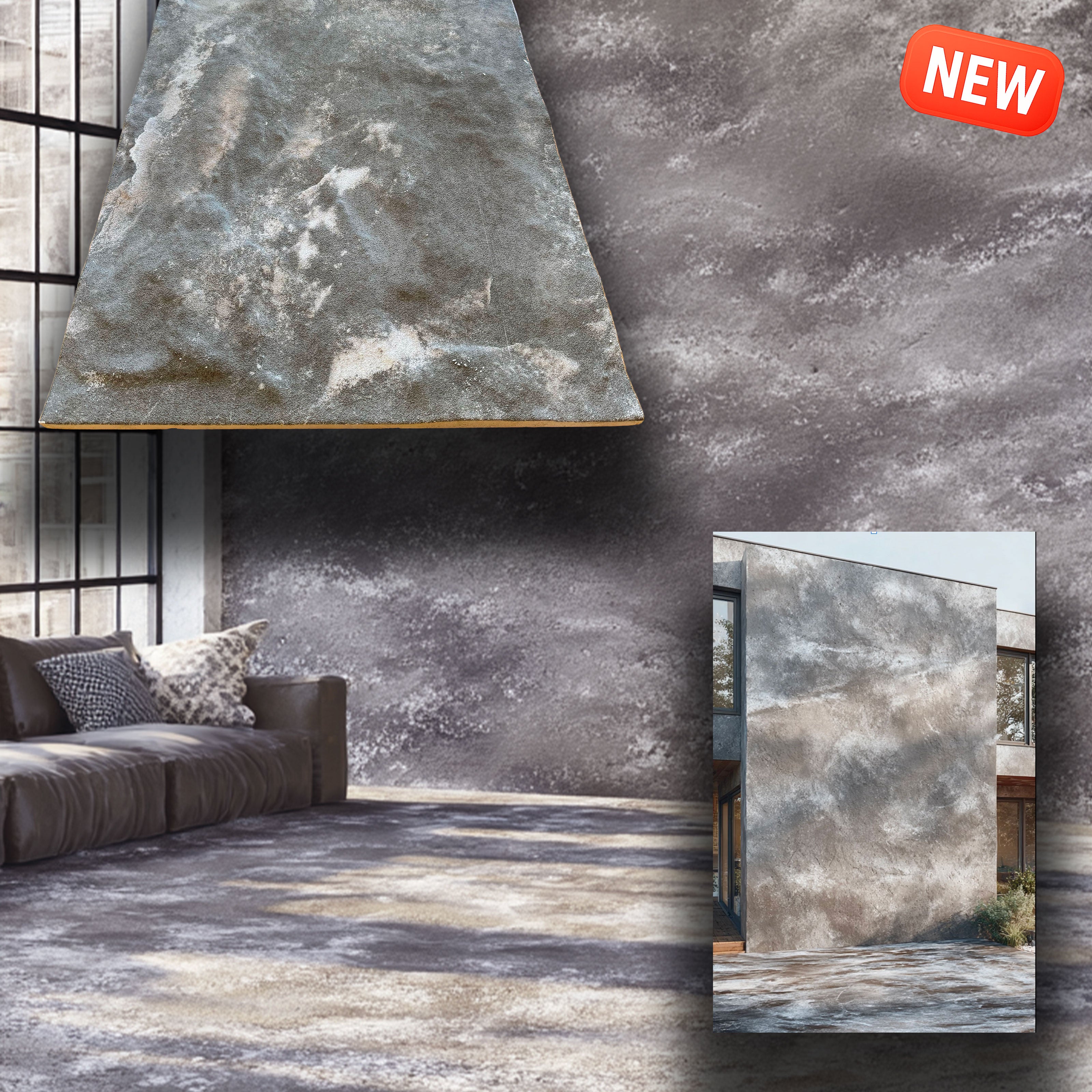 CAPPOTTO esterno - interno isolante in STYROFOAM 3D da 2cm con sabbiatura e malta 120x50cm ANTICO CEMENTO - Eternal Parquet