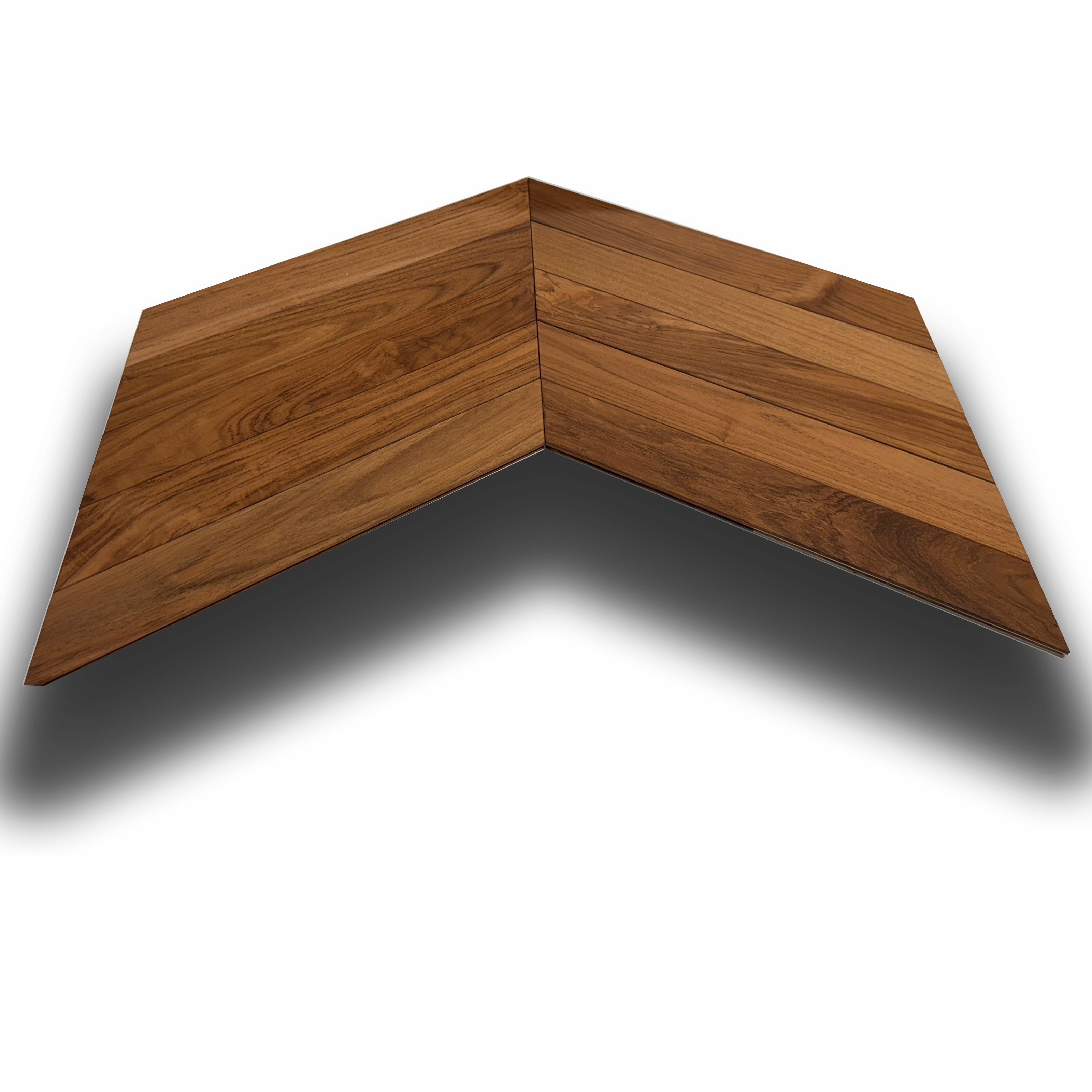 Parquet prefinito massello (due strati in teak) Teak Asia Spina ungherese vern. effetto olio, bisellato 10x70x490 - Eternal Parquet