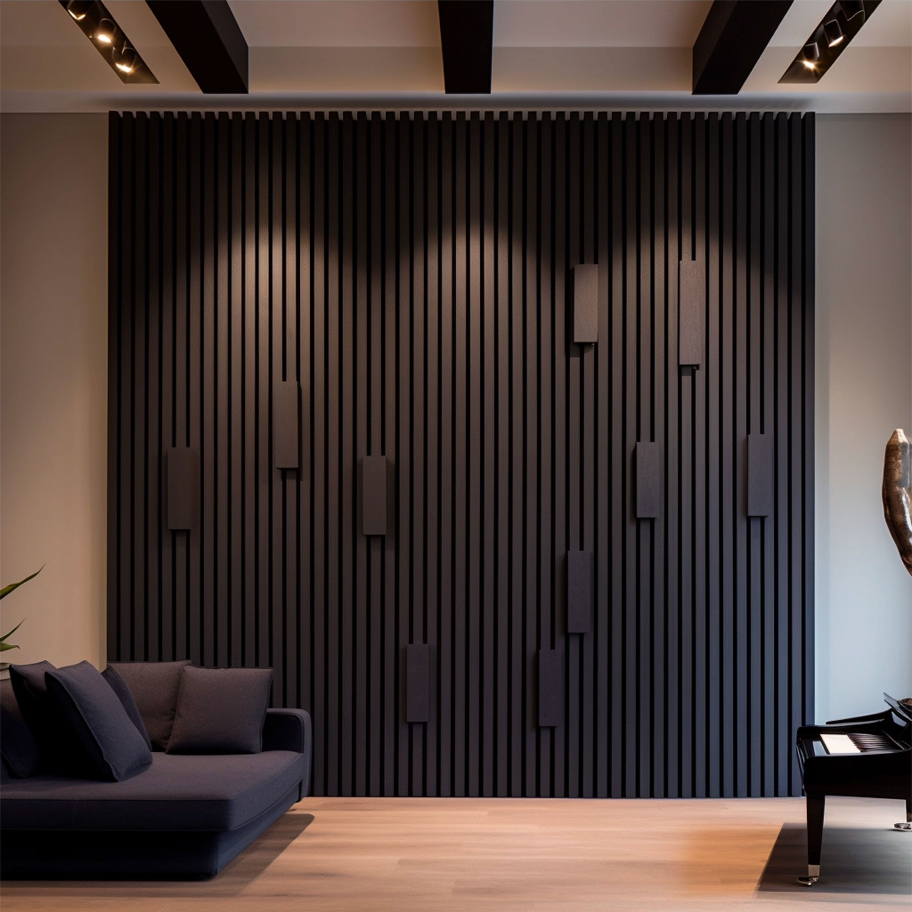 Pannello Lamelli da 1,36mq 22x526x2600mm ACUSTICO in VERO LEGNO di NOCE, ROVERE e R.THERMO - Eternal Parquet