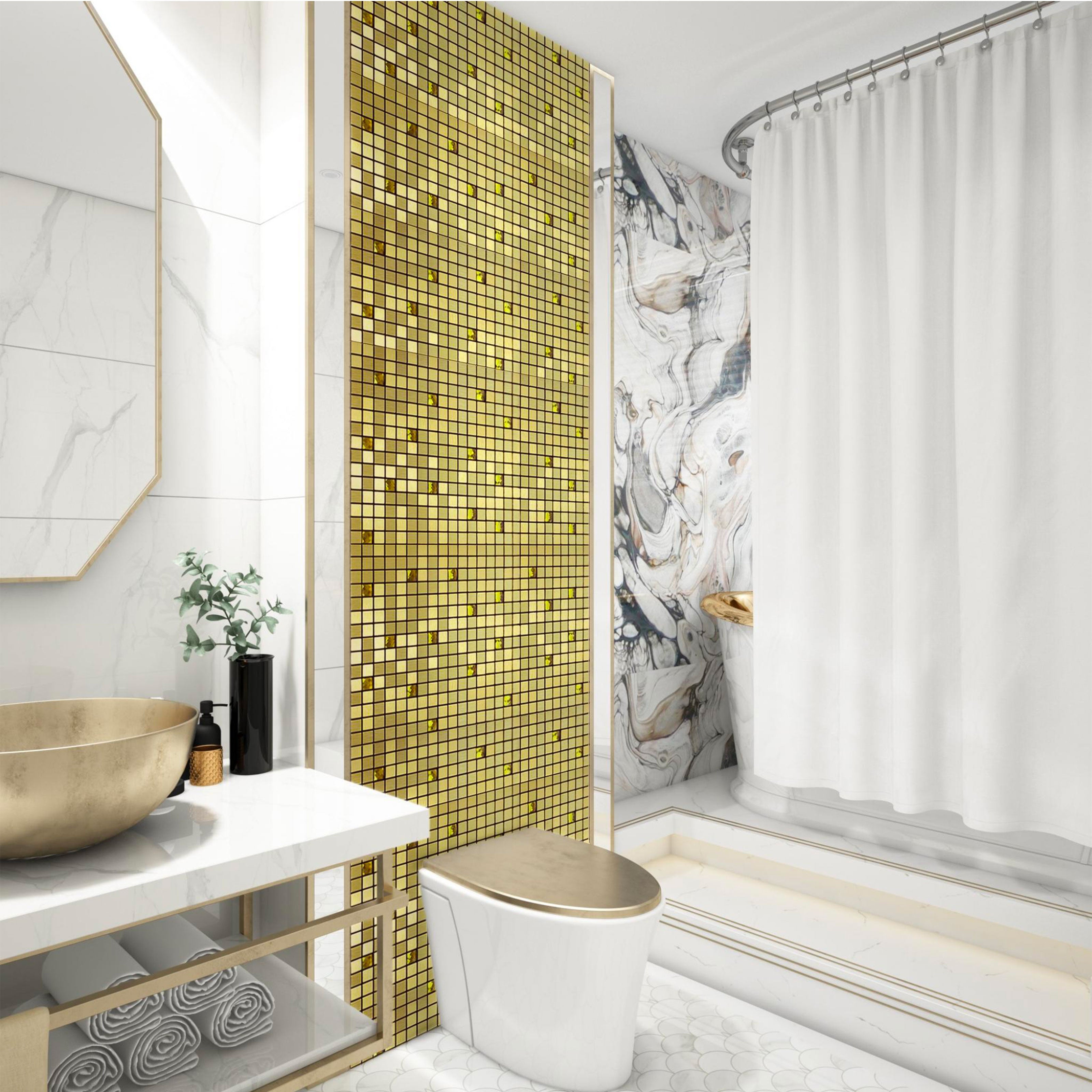 TOP! Piastrella autoadesiva in vero alluminio con inserti in Vetro 30x30cm (sp. 3mm) color RAME - Eternal Parquet