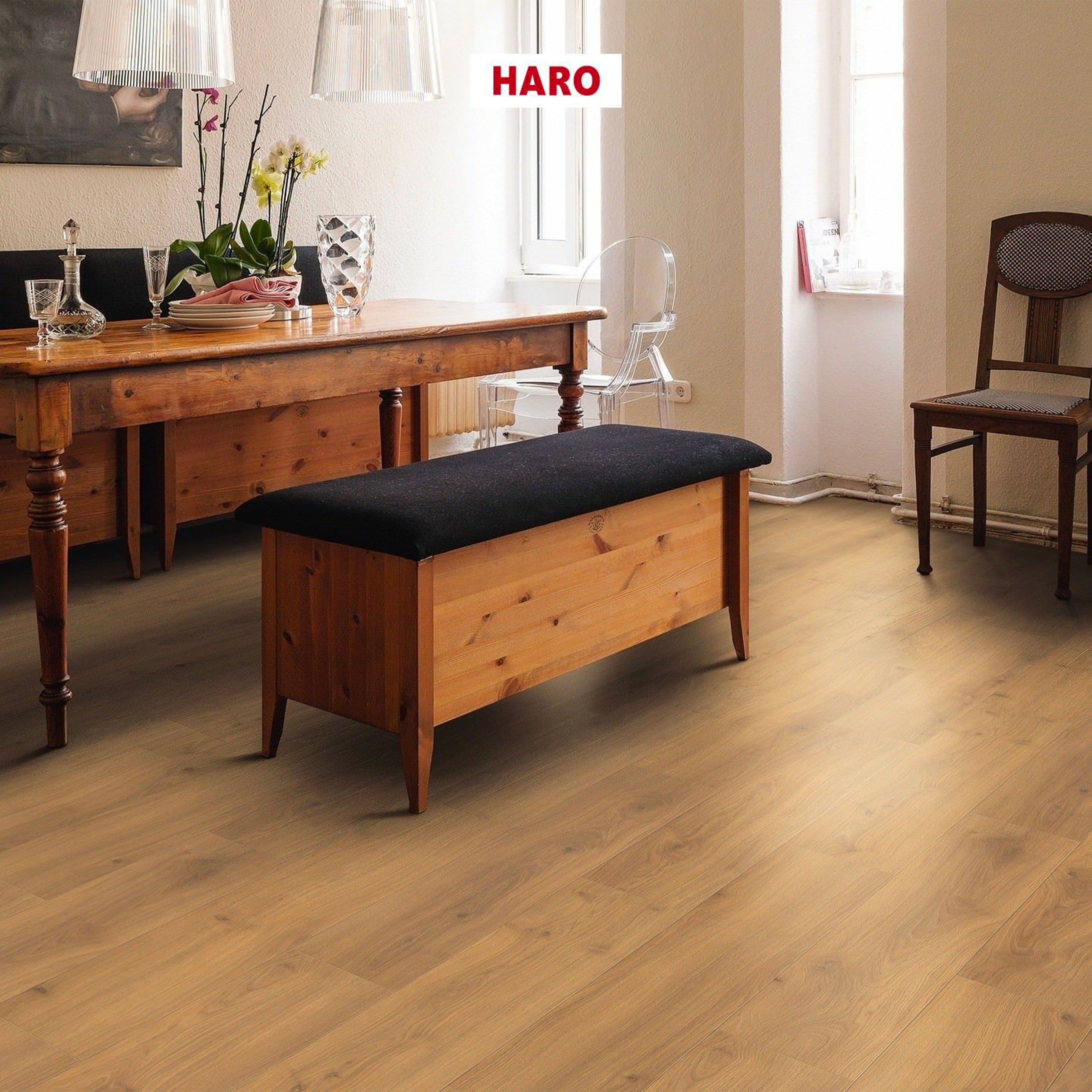 € 18.99 al mq ***PROMO*** bancali da 102,96mq di LAMINATO HARO Tritty 100 (fascia altissima) 8x193x1282 AC4 ROVERE EMILIA HONIG - Eternal Parquet