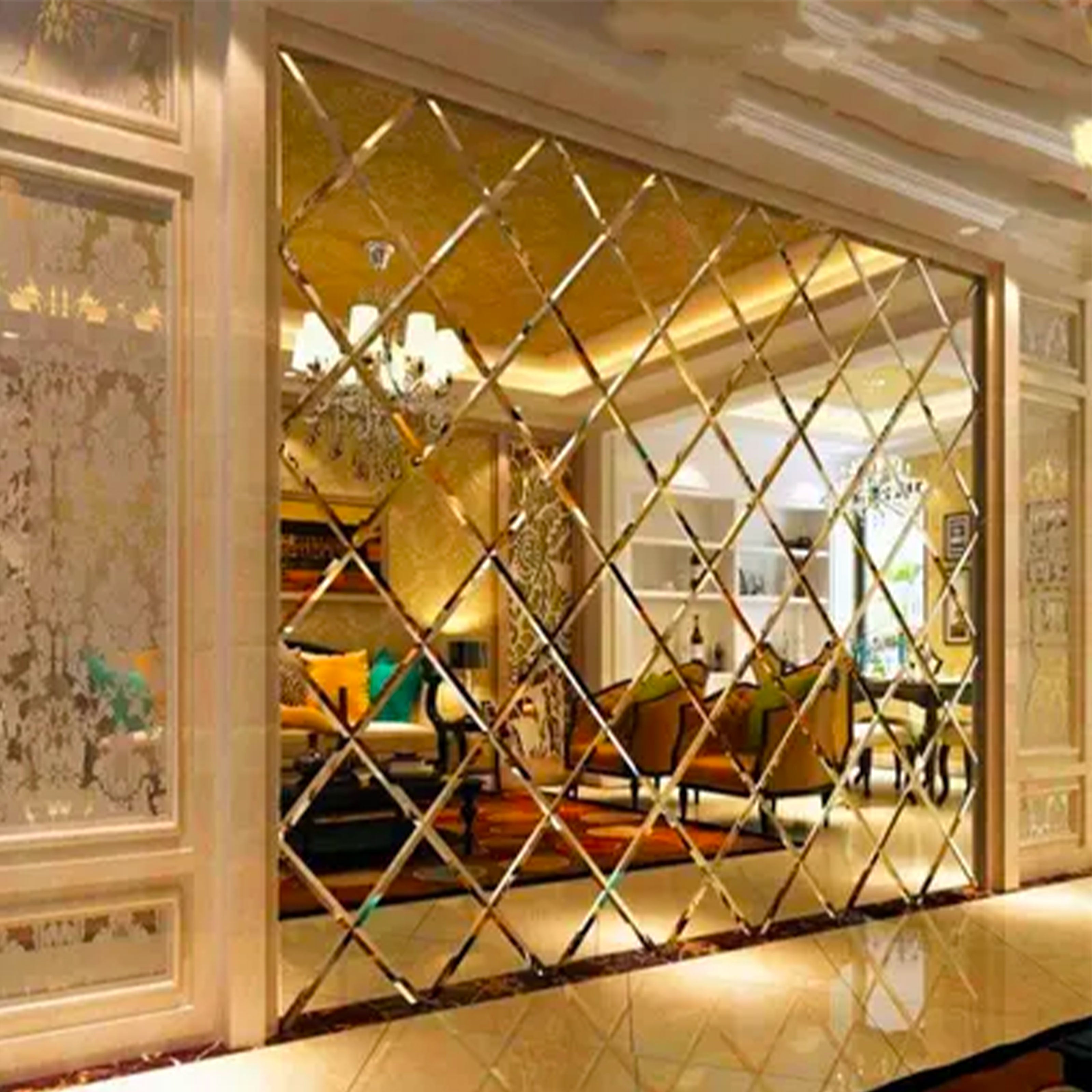 TOP di GAMMA! Piastrella autoadesiva in VETRO lucido ROMBI 30x30cm (sp. 3mm) color NATURALE, idrofobo. (Copia) - Eternal Parquet