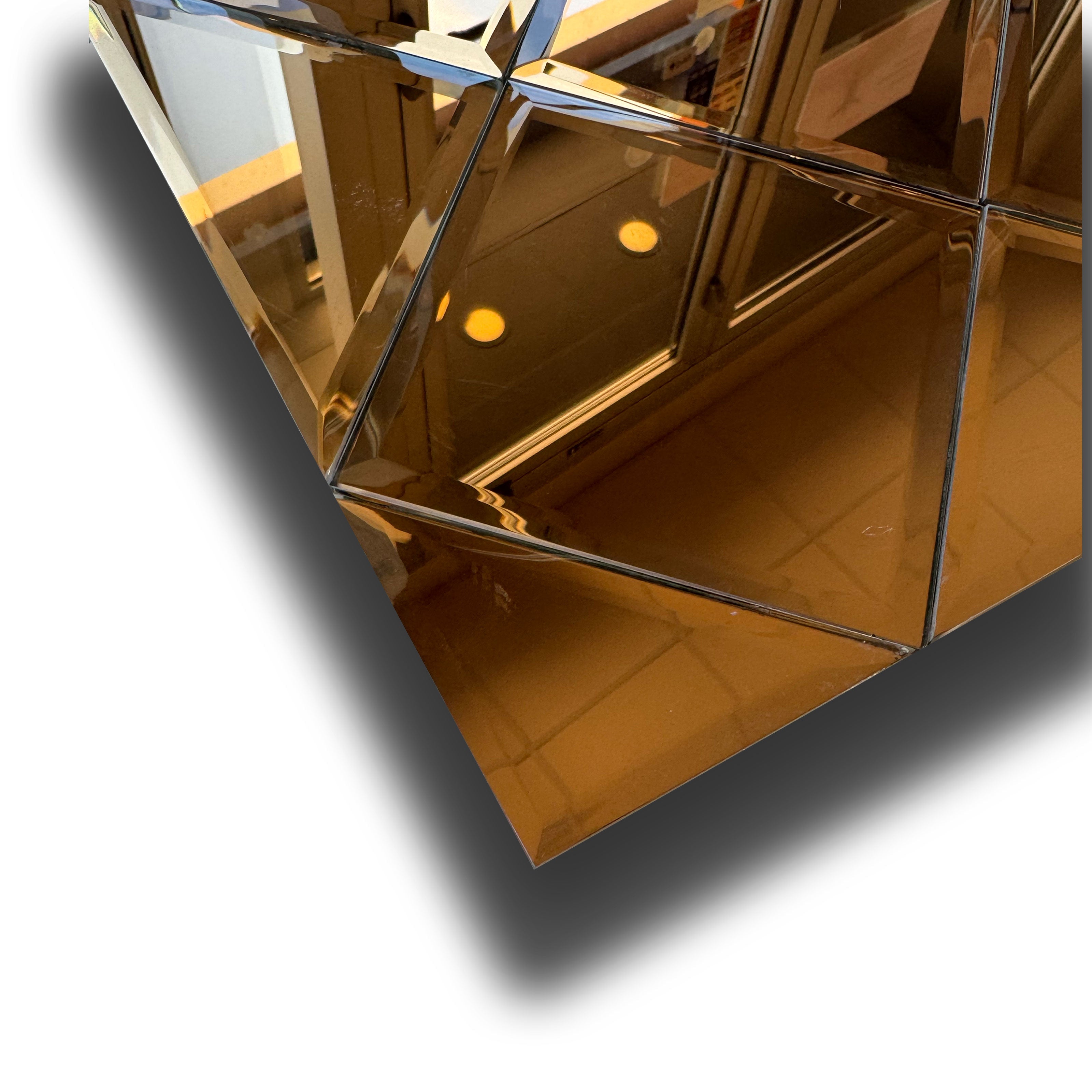 TOP di GAMMA! Piastrella autoadesiva in VETRO lucido ROMBI 30x30cm (sp. 3mm) color ORO, idrofobo. - Eternal Parquet