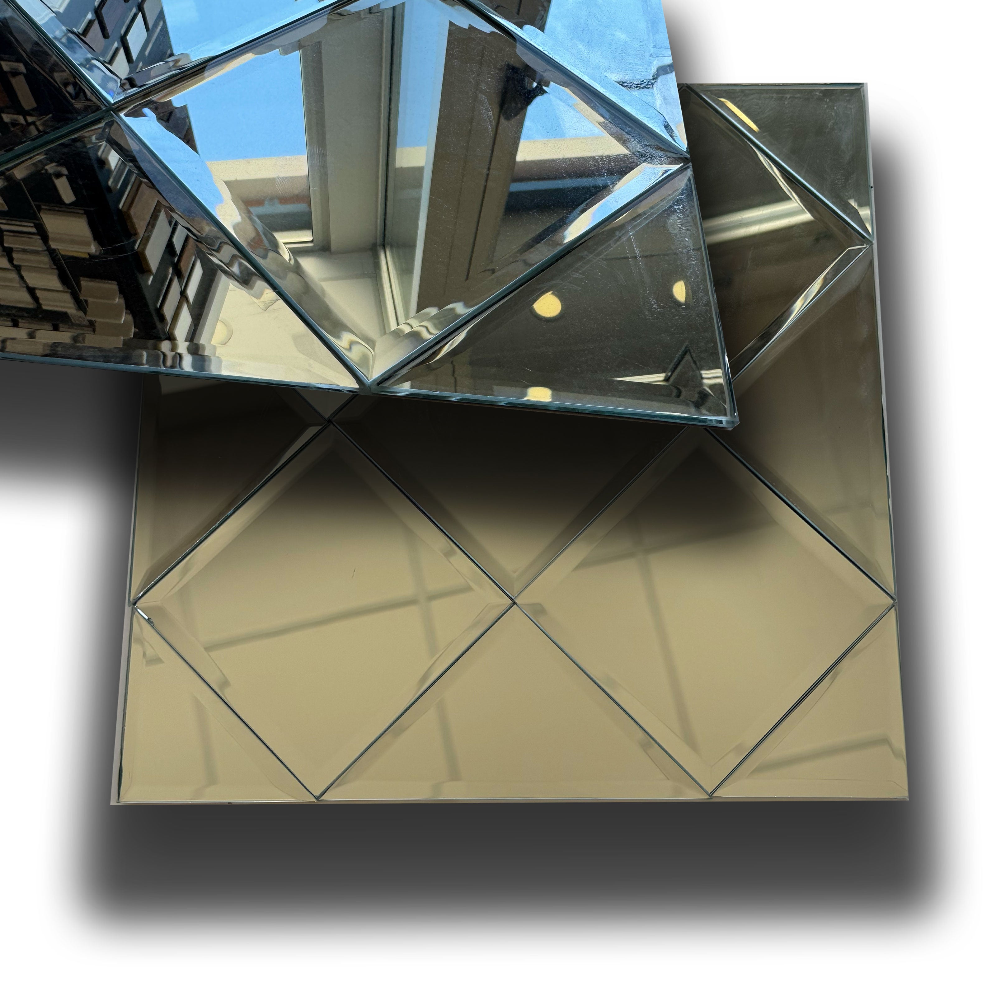 TOP di GAMMA! Piastrella autoadesiva in VETRO lucido ROMBI 30x30cm (sp. 3mm) color NATURALE, idrofobo. (Copia) - Eternal Parquet