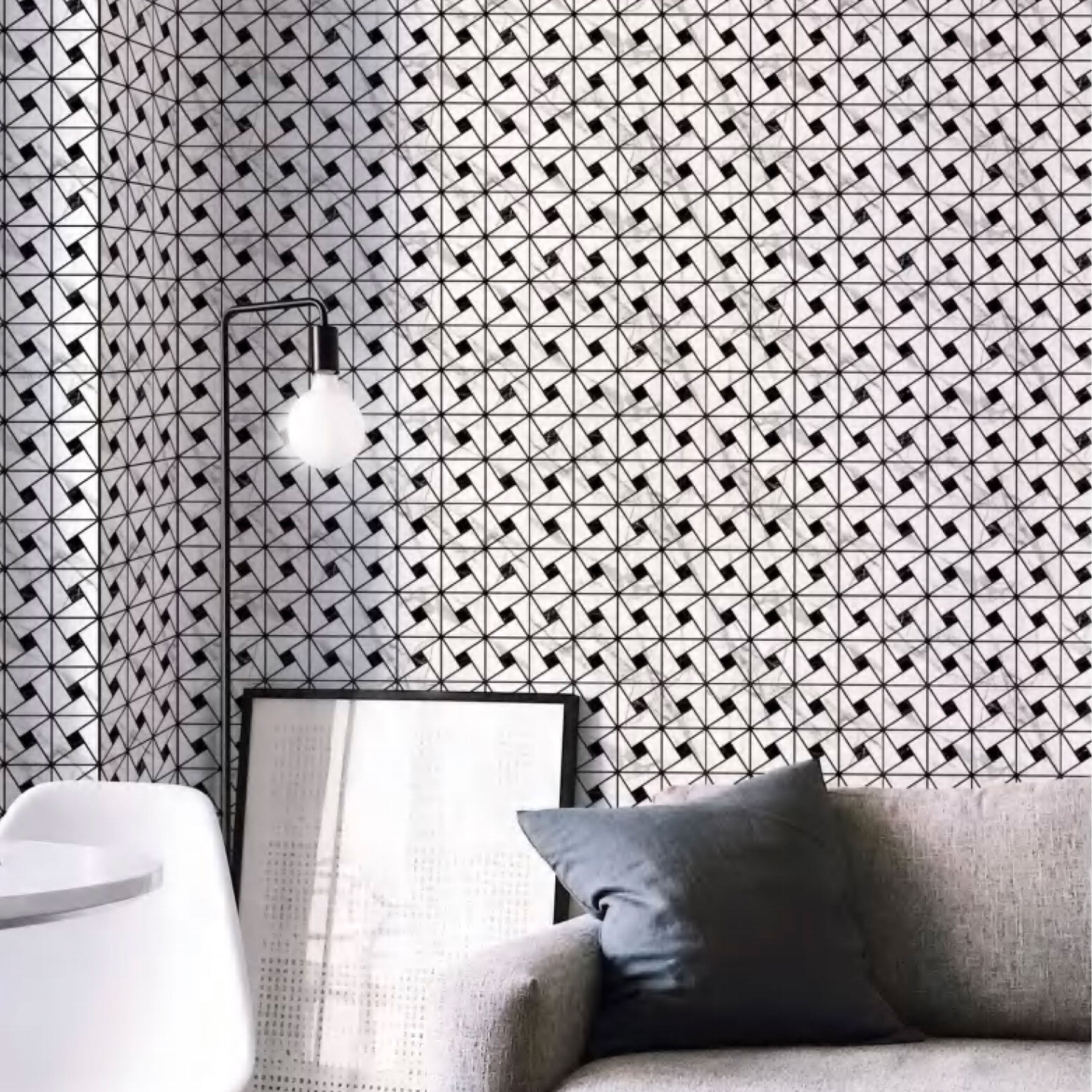 Piastrelle 3D Autoadesive in PET acustiche e isolanti 30x30cm (4mm spessore) TRAPEZI CARRARA - Eternal Parquet