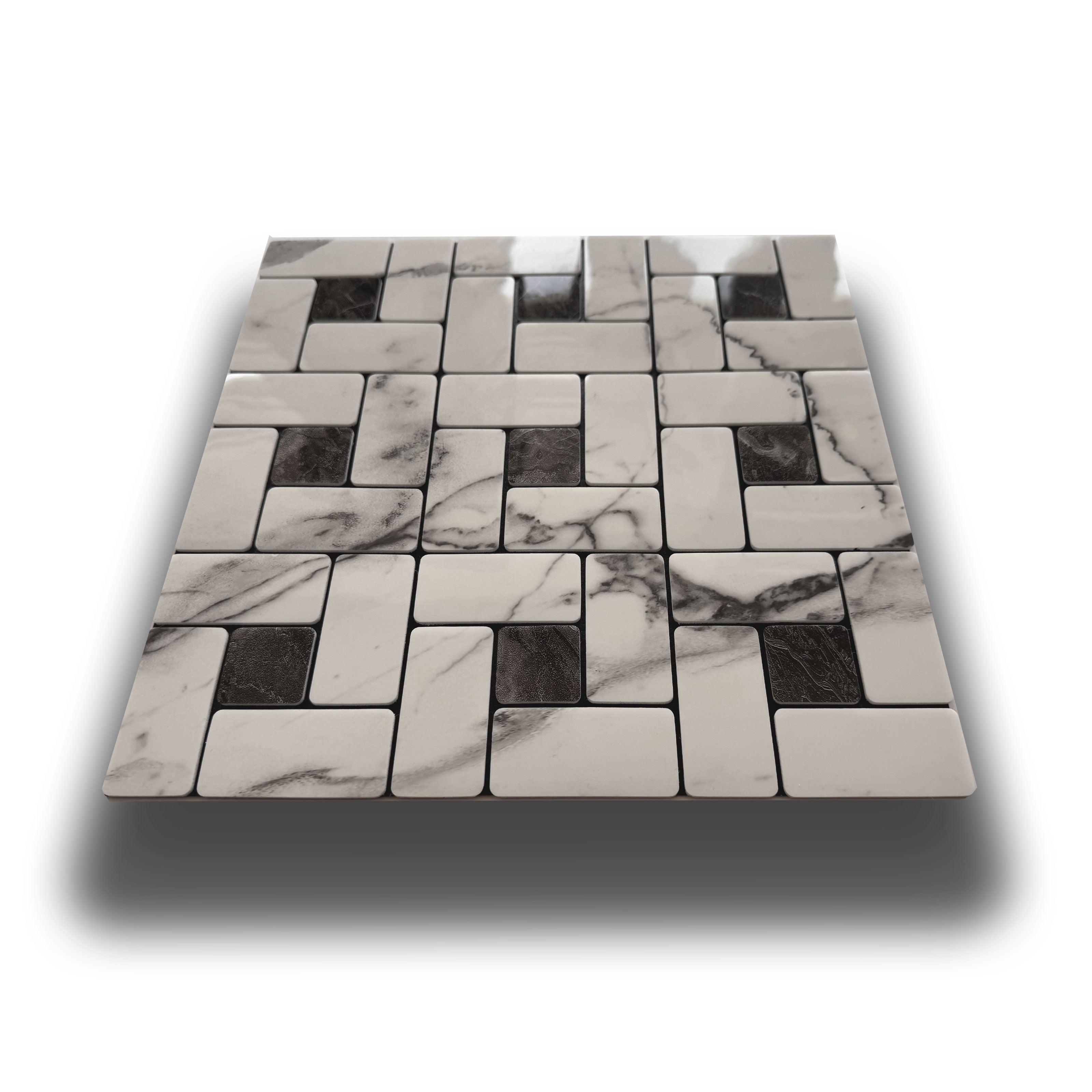 Piastrelle 3D Autoadesive in PET acustiche e isolanti 30x30cm (4mm spessore) MOSAICO MARMO B&W - Eternal Parquet