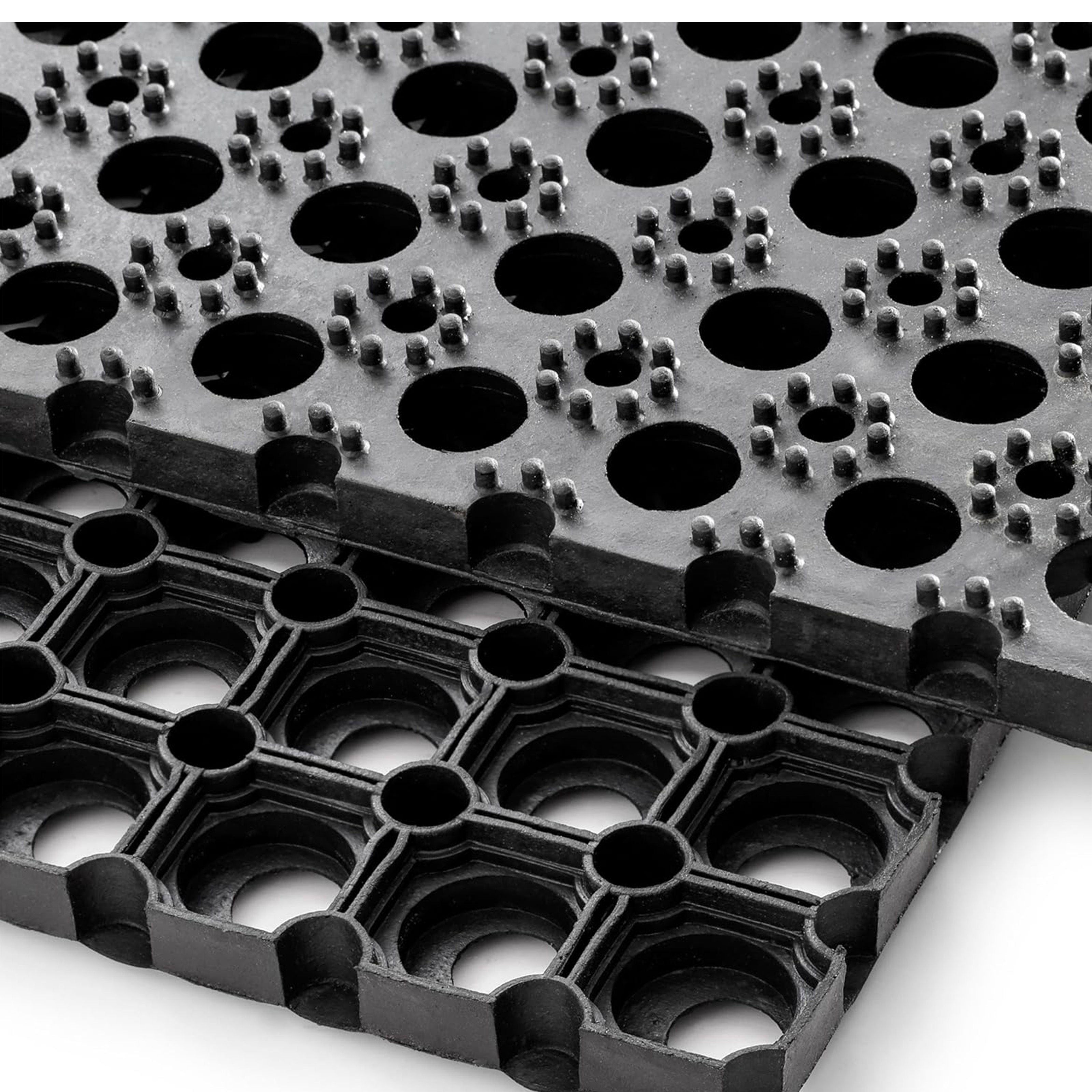 Zerbino Multiuso in Gomma - Antiscivolo, Resistente e Drenante 40X80cm Nero Forato Eternal Parquet