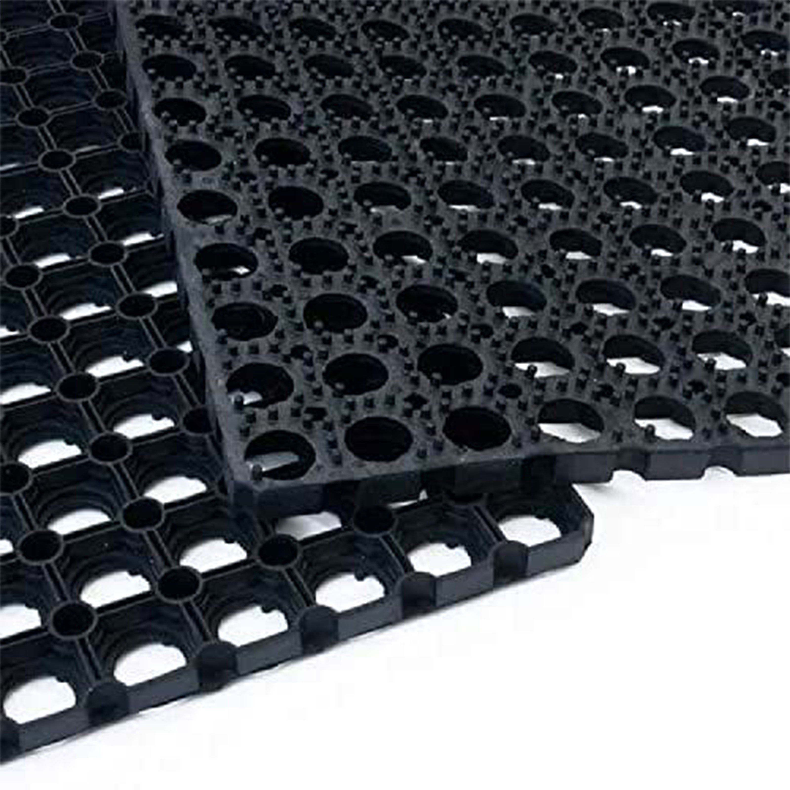 Zerbino Multiuso in Gomma - Antiscivolo, Resistente e Drenante 40X80cm Nero Forato Eternal Parquet