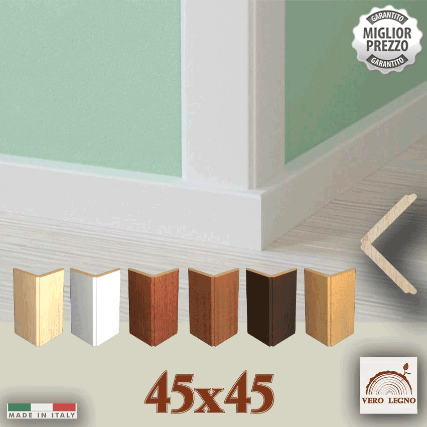 Corner profile in AYOUS solid wood 45x45 in 6 colours