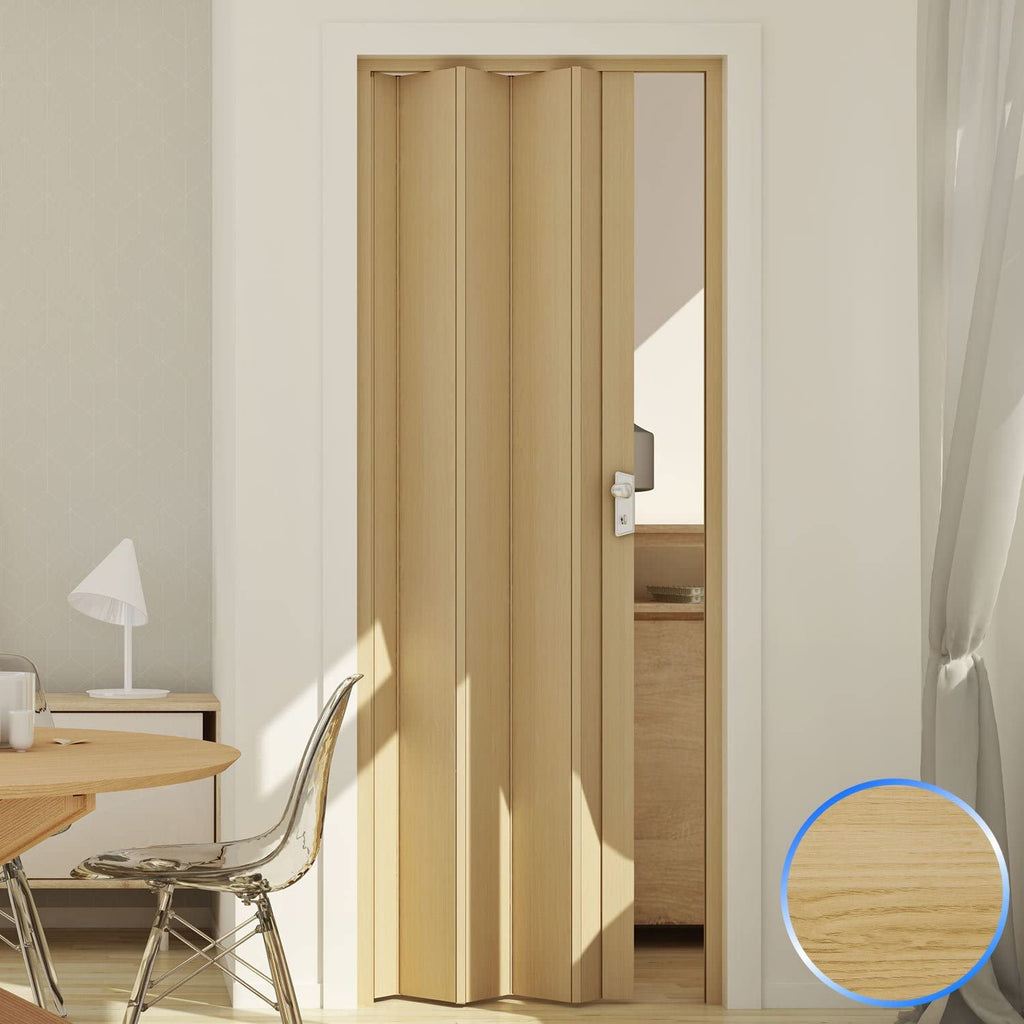 Porta a soffietto 83X214 mod. MAYA colore FAGGIO in KIT incl. Maniglia e  serratura